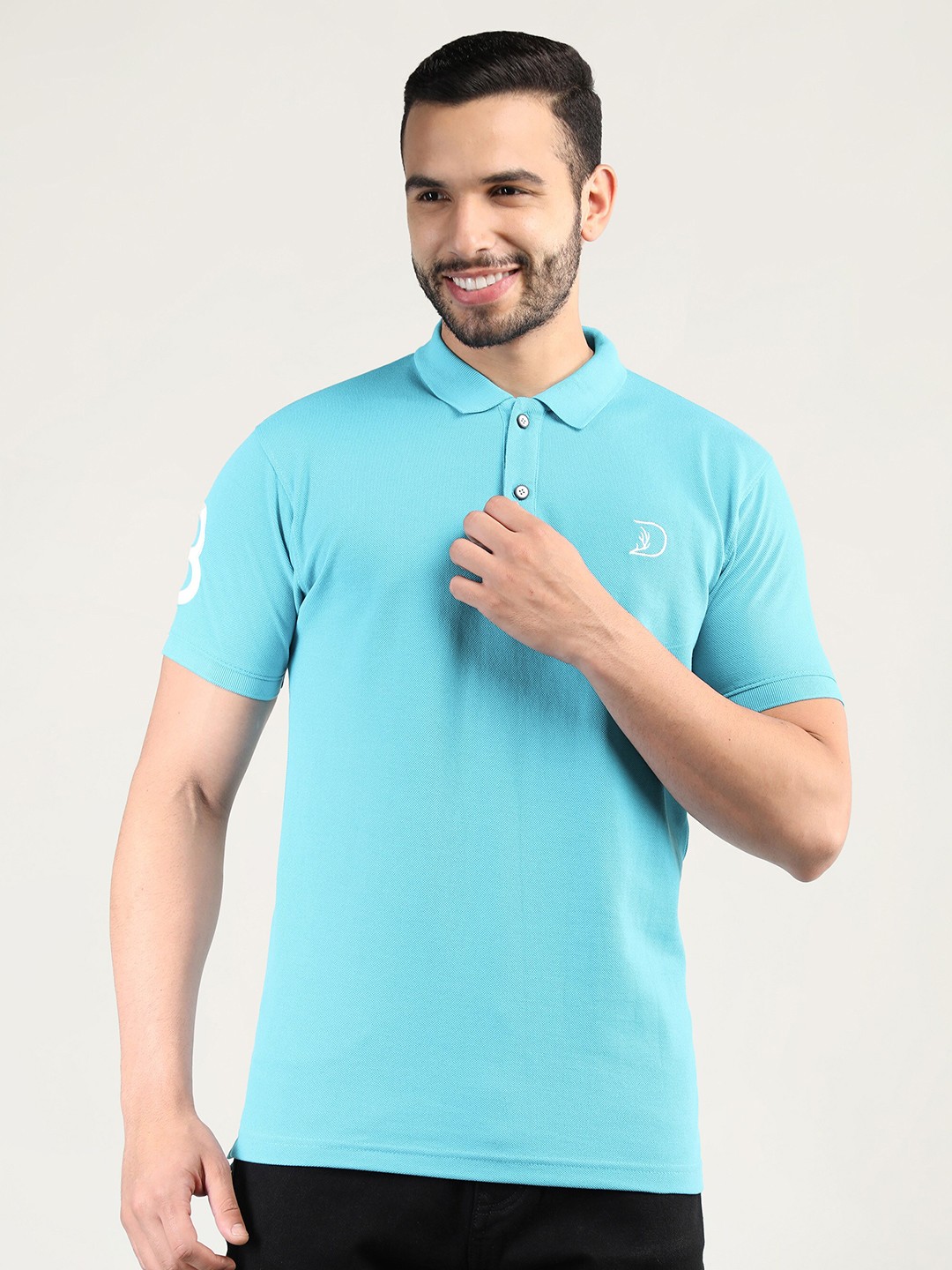 

PORTBLAIR Men Blue Polo Collar Slim Fit T-shirt