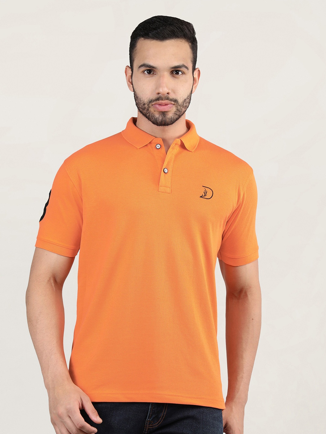 

PORTBLAIR Men Orange Polo Collar Slim Fit T-shirt
