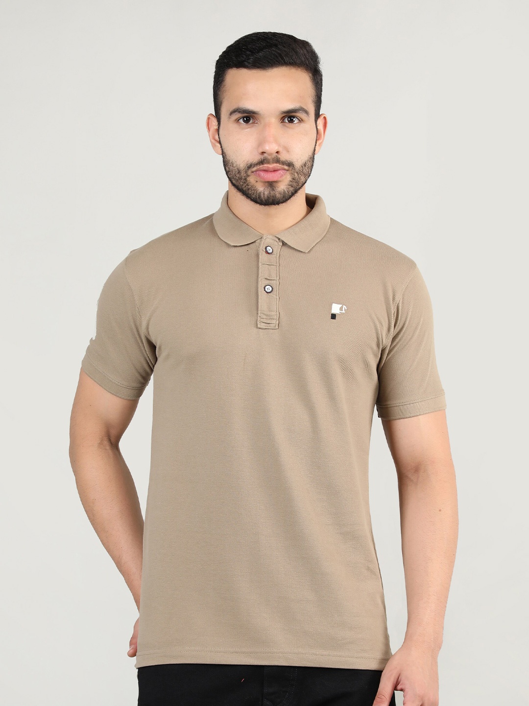 

PORTBLAIR Men Brown Polo Collar Slim Fit Cotton T-shirt