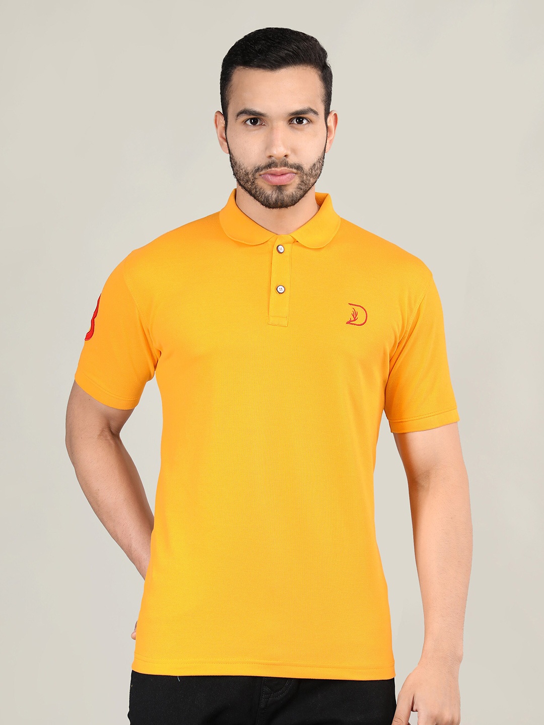 

PORTBLAIR Men Yellow Polo Collar Slim Fit T-shirt