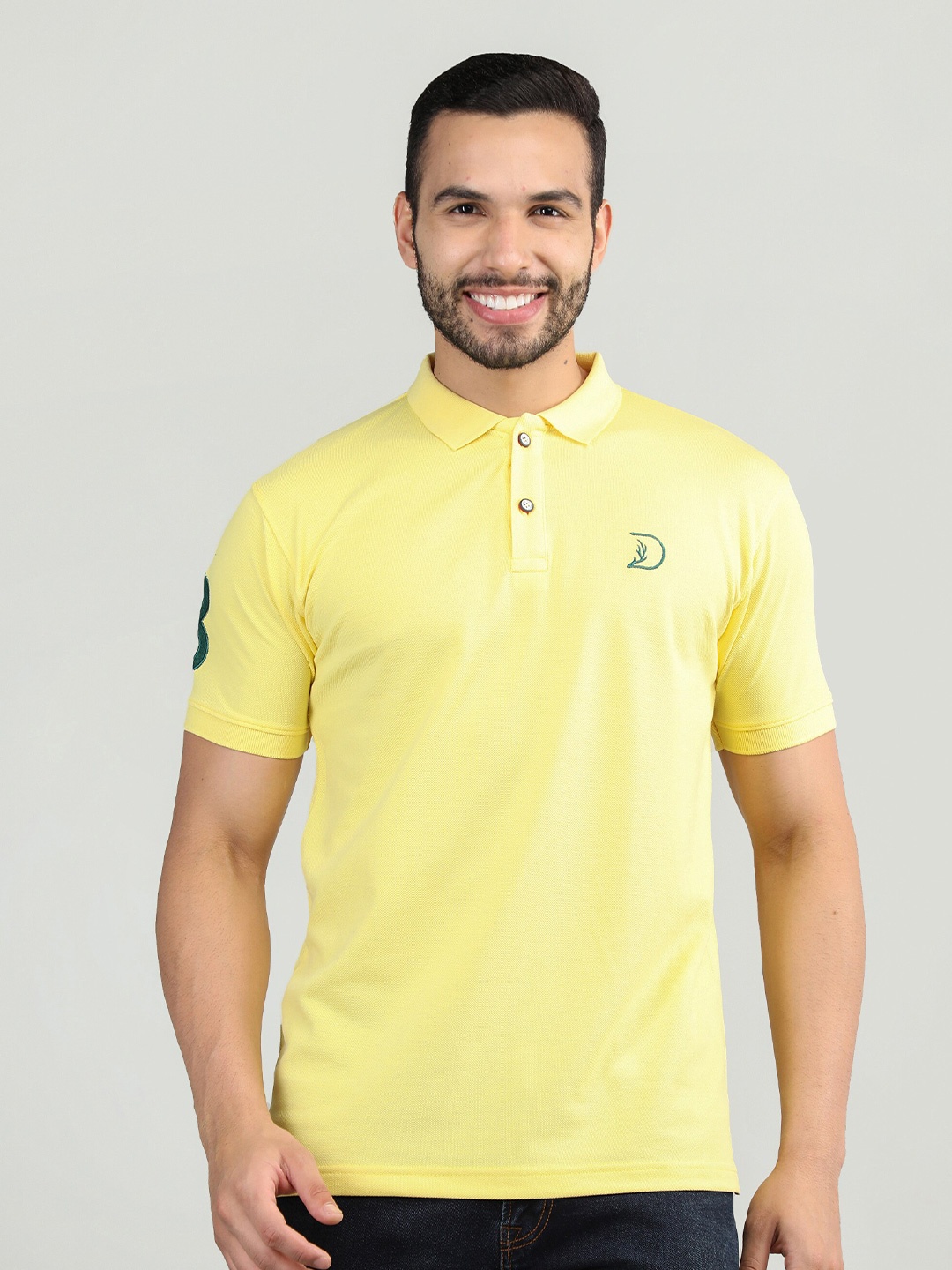 

PORTBLAIR Men Yellow Polo Collar Slim Fit T-shirt