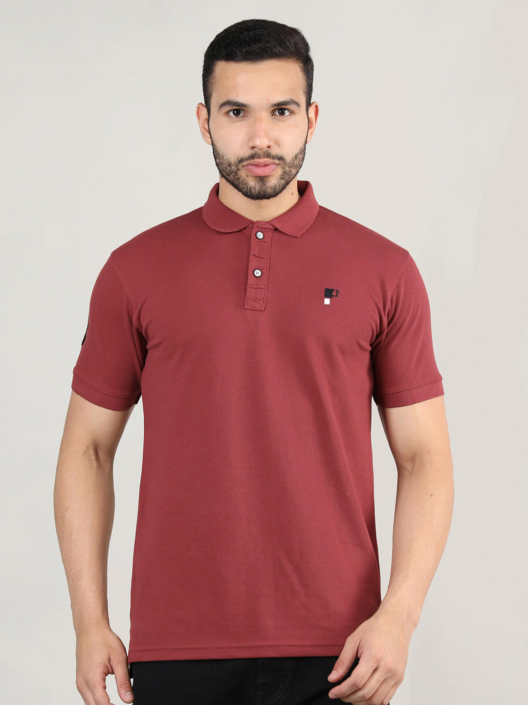

PORTBLAIR Men Maroon Polo Collar Slim Fit T-shirt