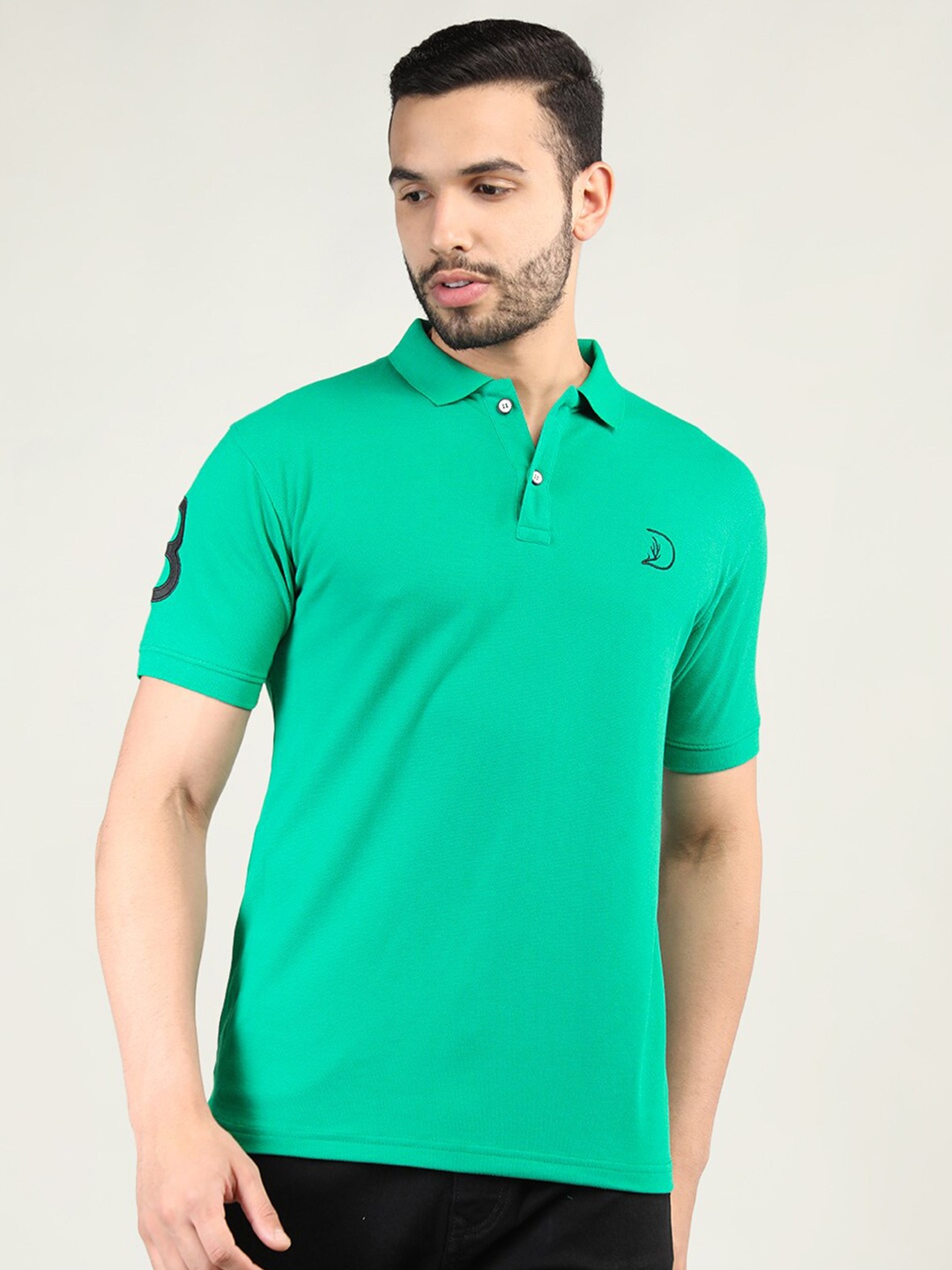 

PORTBLAIR Men Green Mandarin Collar Slim Fit T-shirt