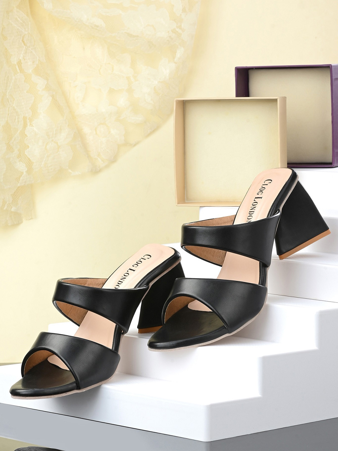 

CLOG LONDON Women Black Solid Block Heels