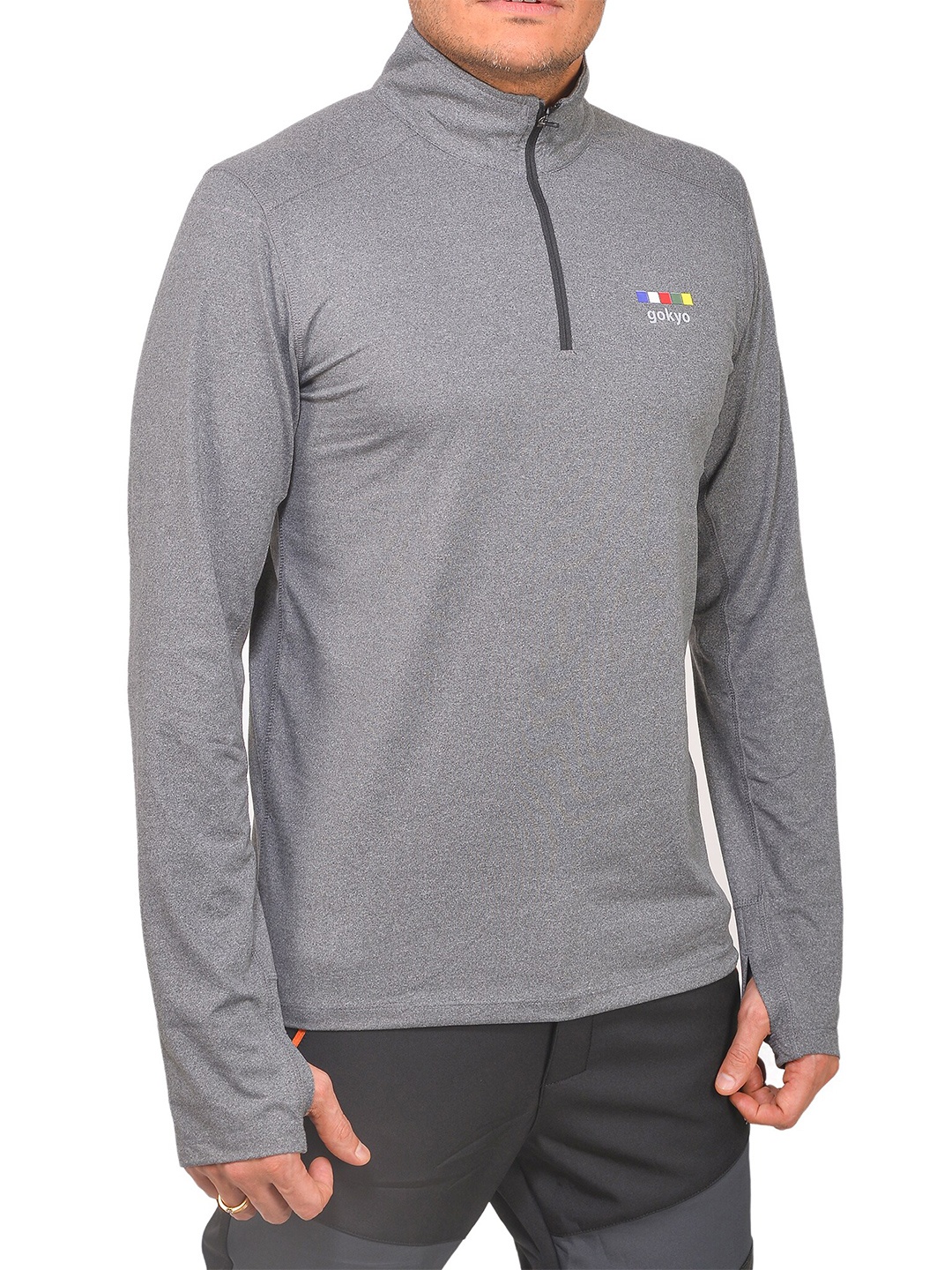 

GOKYO Men Grey High Neck T-shirt