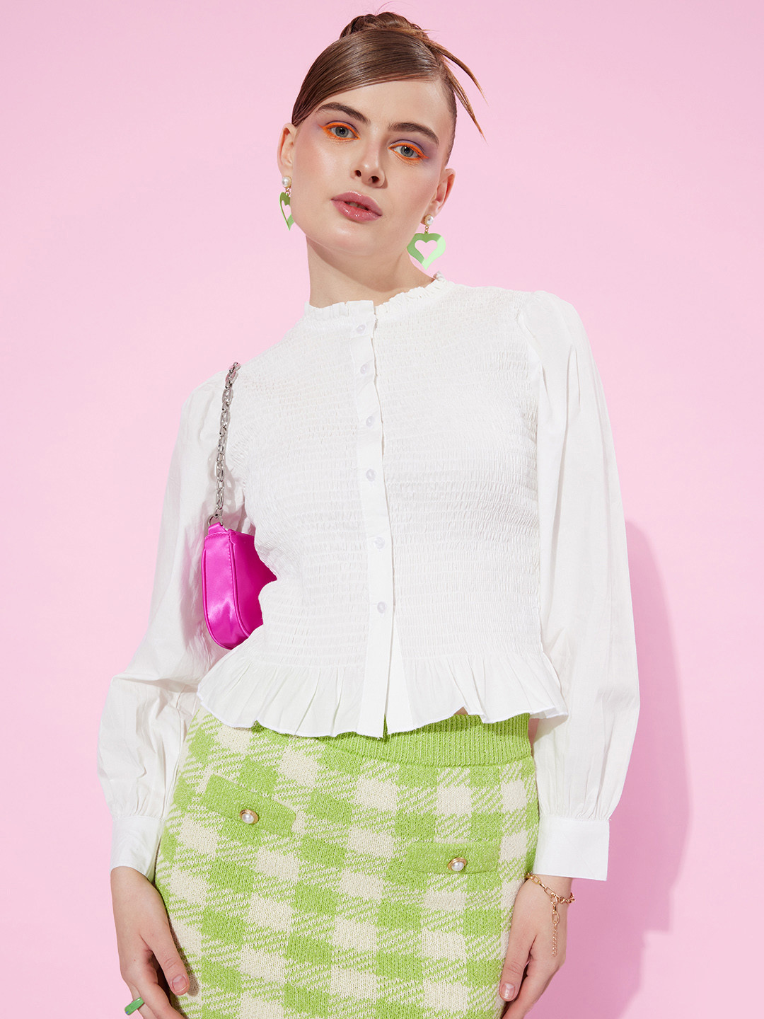 

The Roadster Lifestyle Co. Pure COtton Snowy White Smocked Ramble Feminine Frills Top