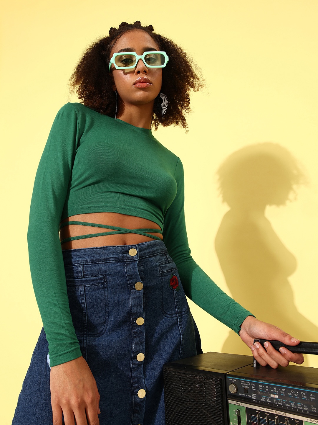 

The Roadster Lifestyle Co. Pure Cotton Crop Top, Green