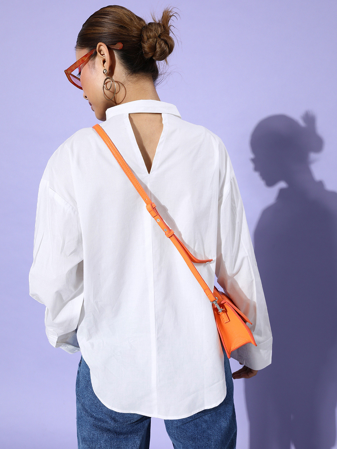 

Roadster Women Boxy Solid Opaque Pure Cotton Casual Shirt With Back Cut-Out Detail, White