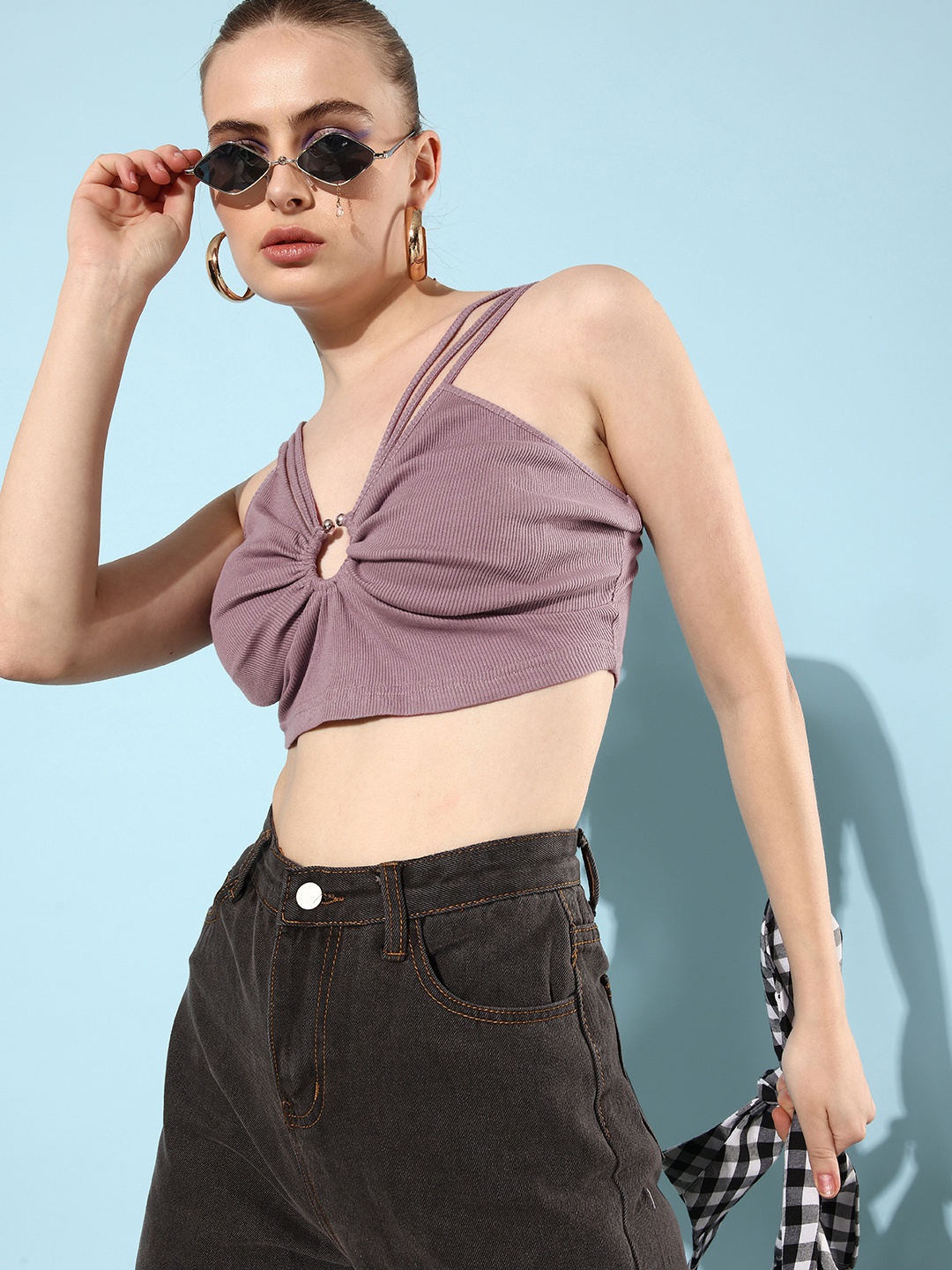 

The Roadster Lifestyle Co. Misty Mauve Retro Optimism Bustier Crop Top