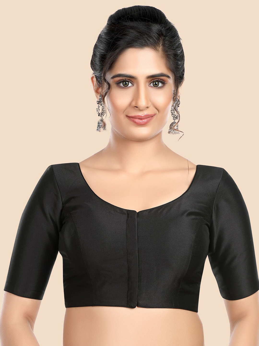 

neckbook Women Black Solid Saree Blouse