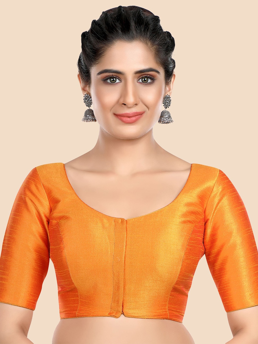 

neckbook Mustard Yellow Solid Readymade Saree Blouse