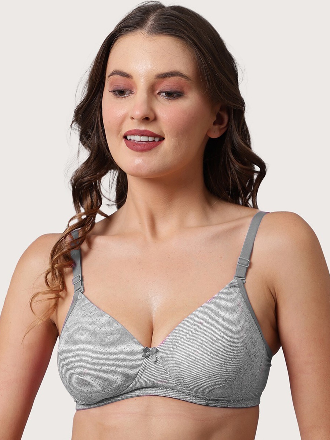 

BEWILD Grey Cotton Bra Lightly Padded