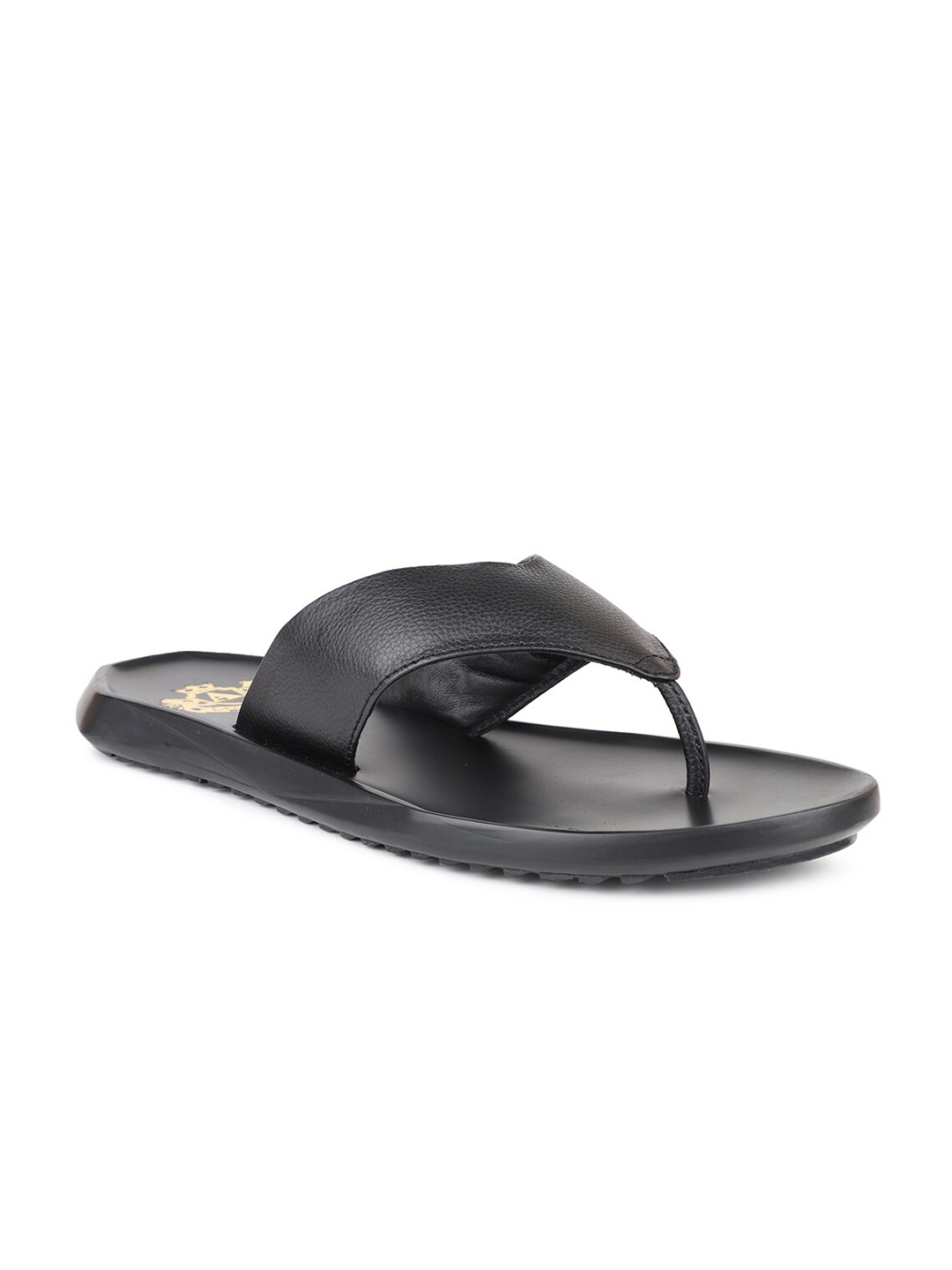 

ATESBER by Inc.5 Men Black Leather Comfort Sandals