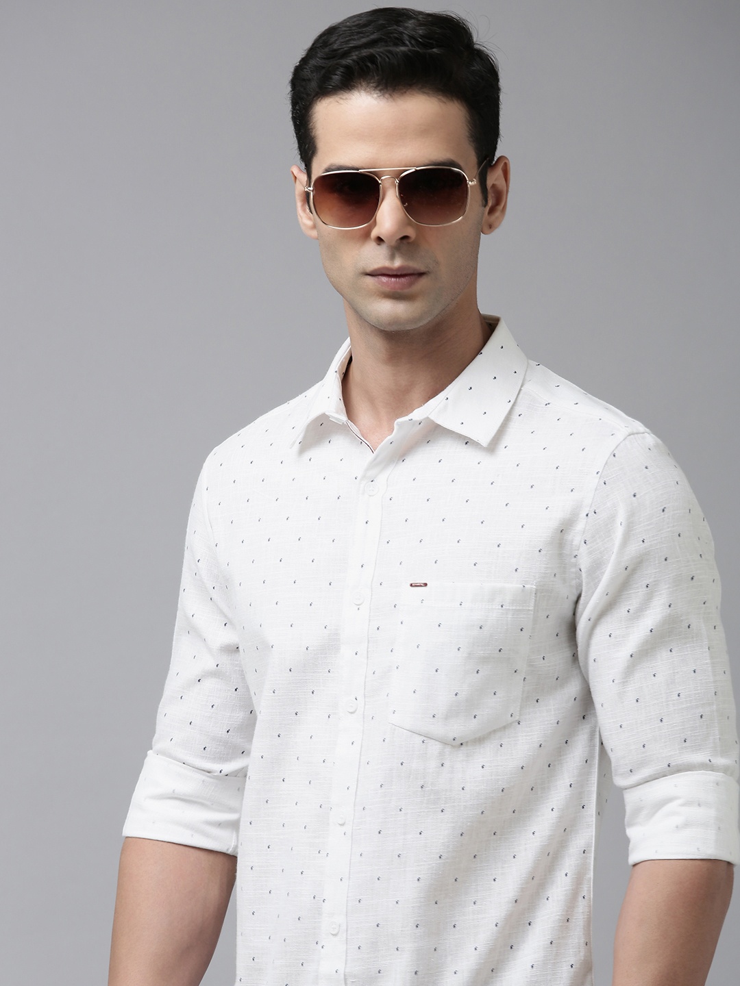 

SPYKAR Men Conversational Micro Ditsy Printed Opaque Casual Shirt, White