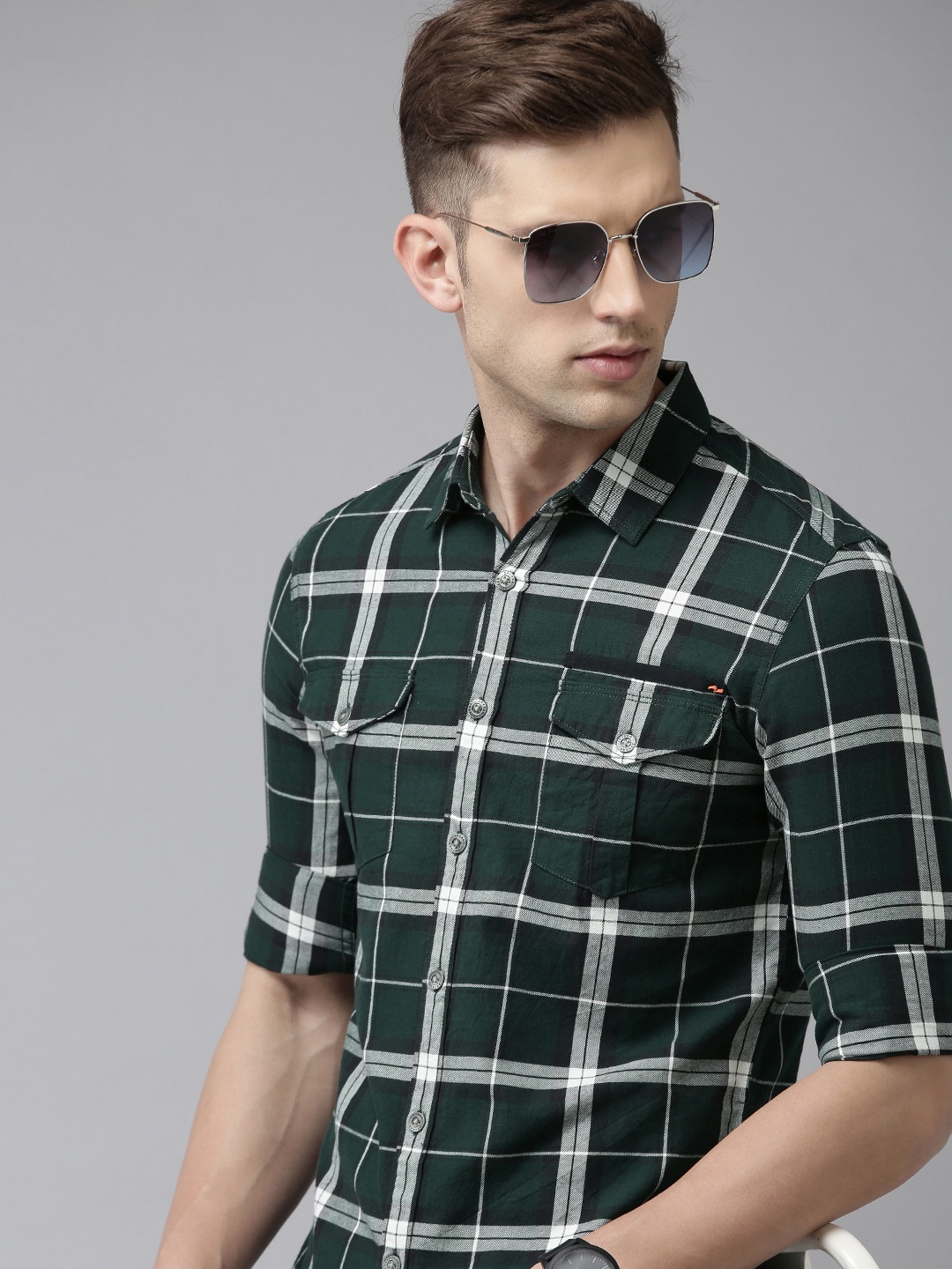 

SPYKAR Checked Casual Shirt, Green