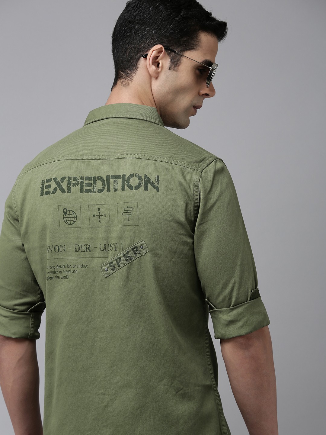 

SPYKAR Men Pure Cotton Opaque Printed Casual Shirt, Olive