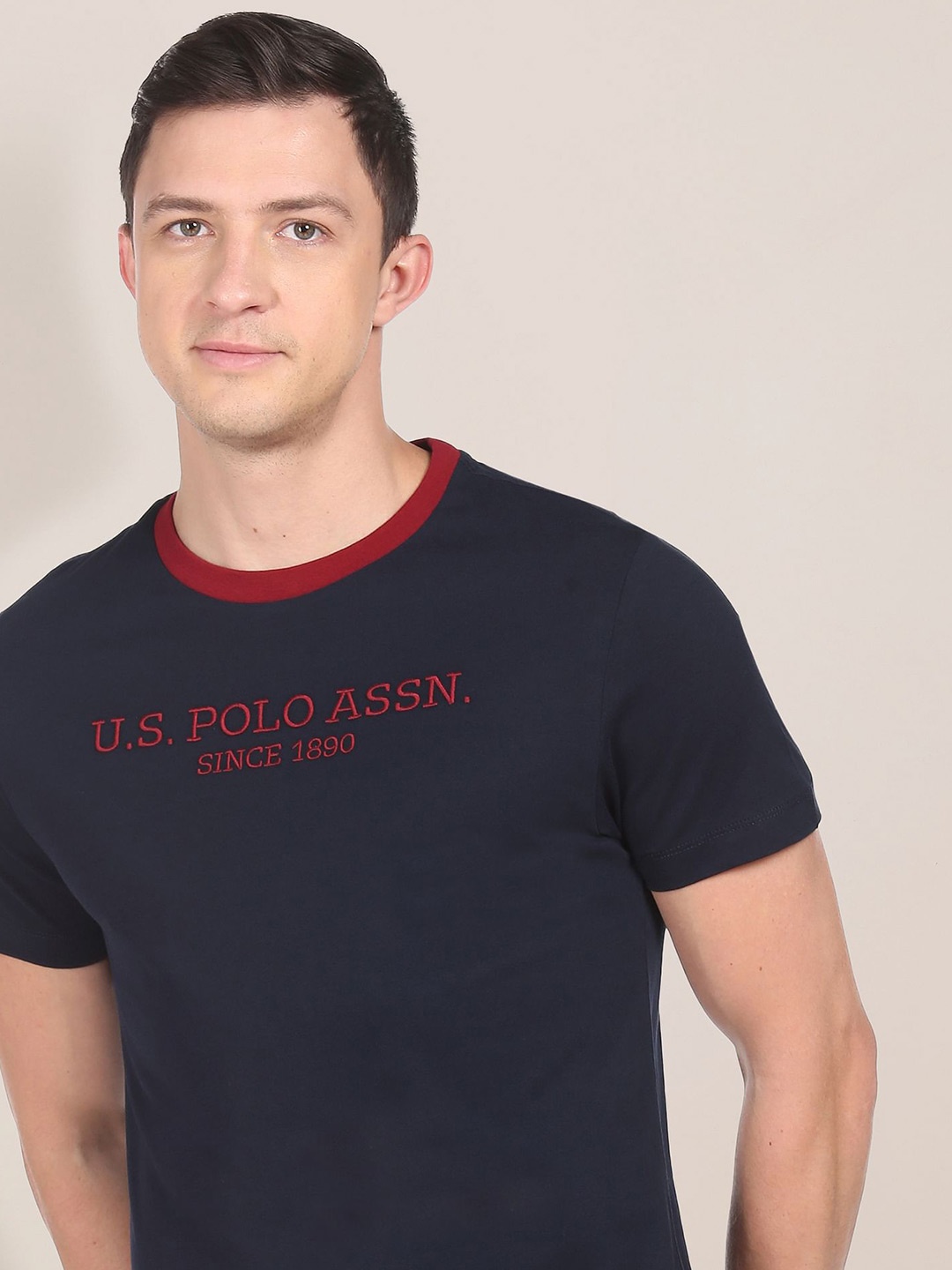

U.S. Polo Assn. Men Pure Cotton Embroidered Logo T-Shirt, Navy blue