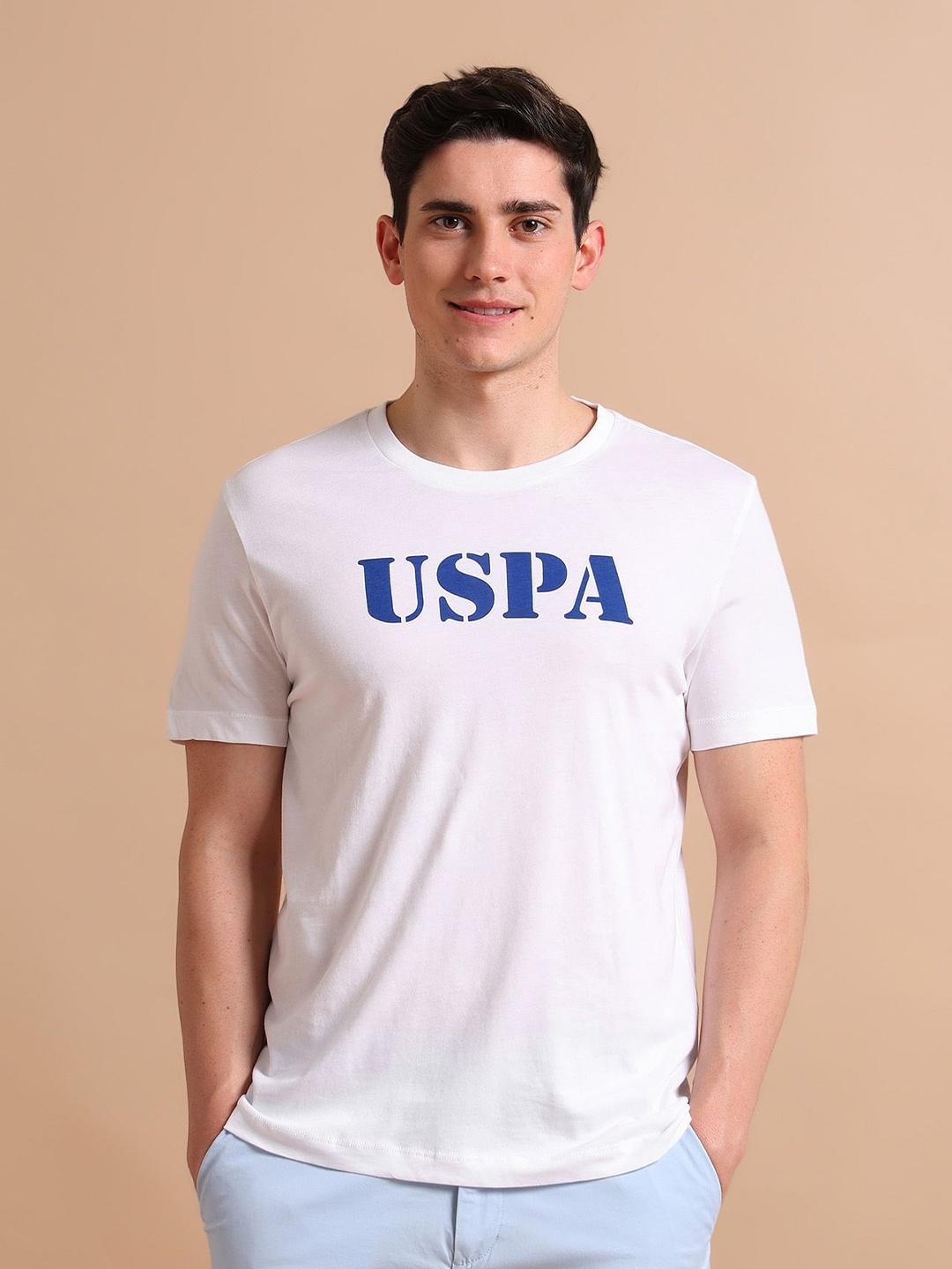 

U.S. Polo Assn. Men Pure Cotton Contrast Logo T-Shirt, White