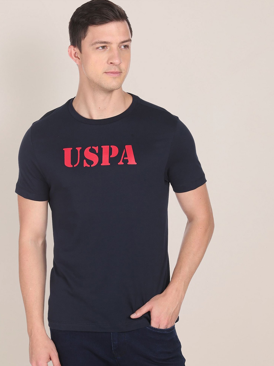 

U.S. Polo Assn. Men Contrast Logo Cotton T-shirt, Navy blue