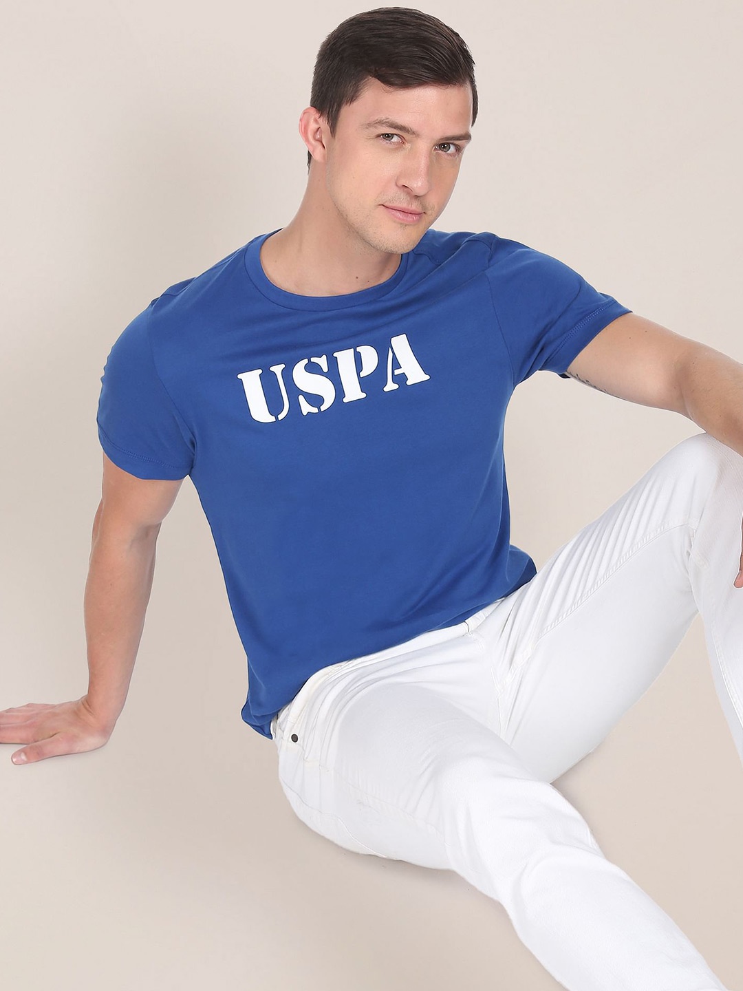 

U.S. Polo Assn. Men Contrast Logo Cotton T-shirt, Blue