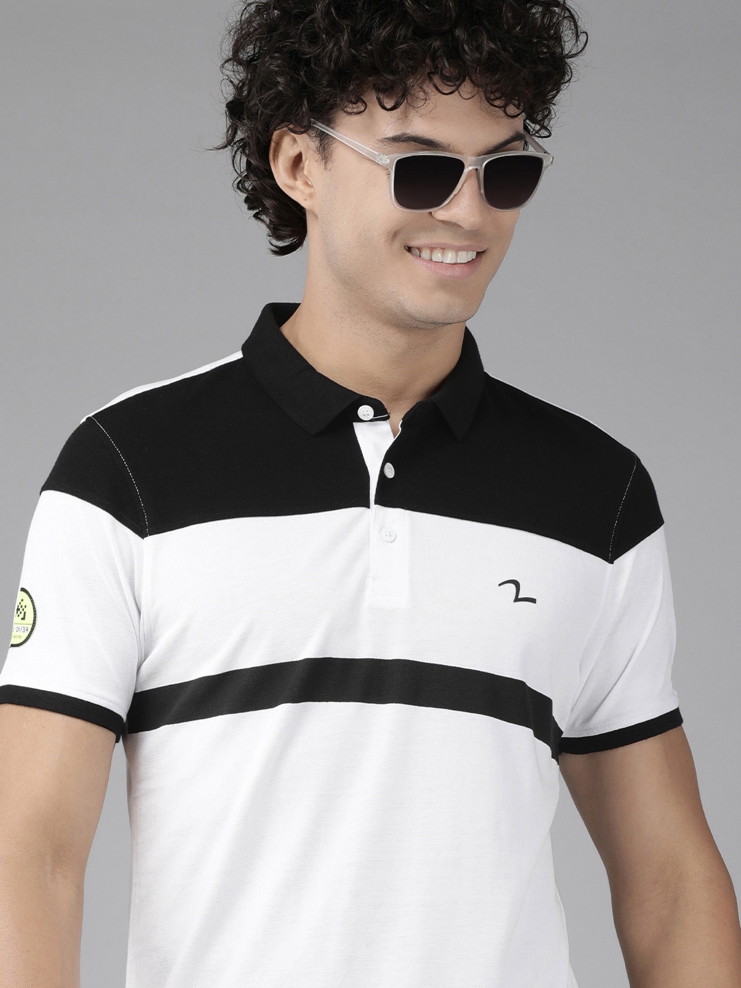 

SPYKAR Men Brand Logo Colourblocked Polo Collar Pure Cotton Applique Slim Fit T-shirt, White