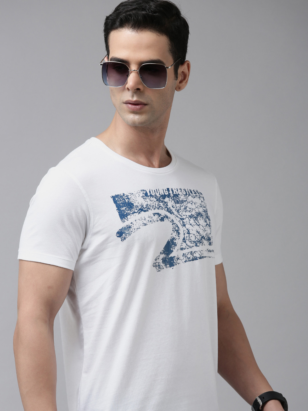 

SPYKAR Graphic Printed Slim Fit Casual T-shirt, White