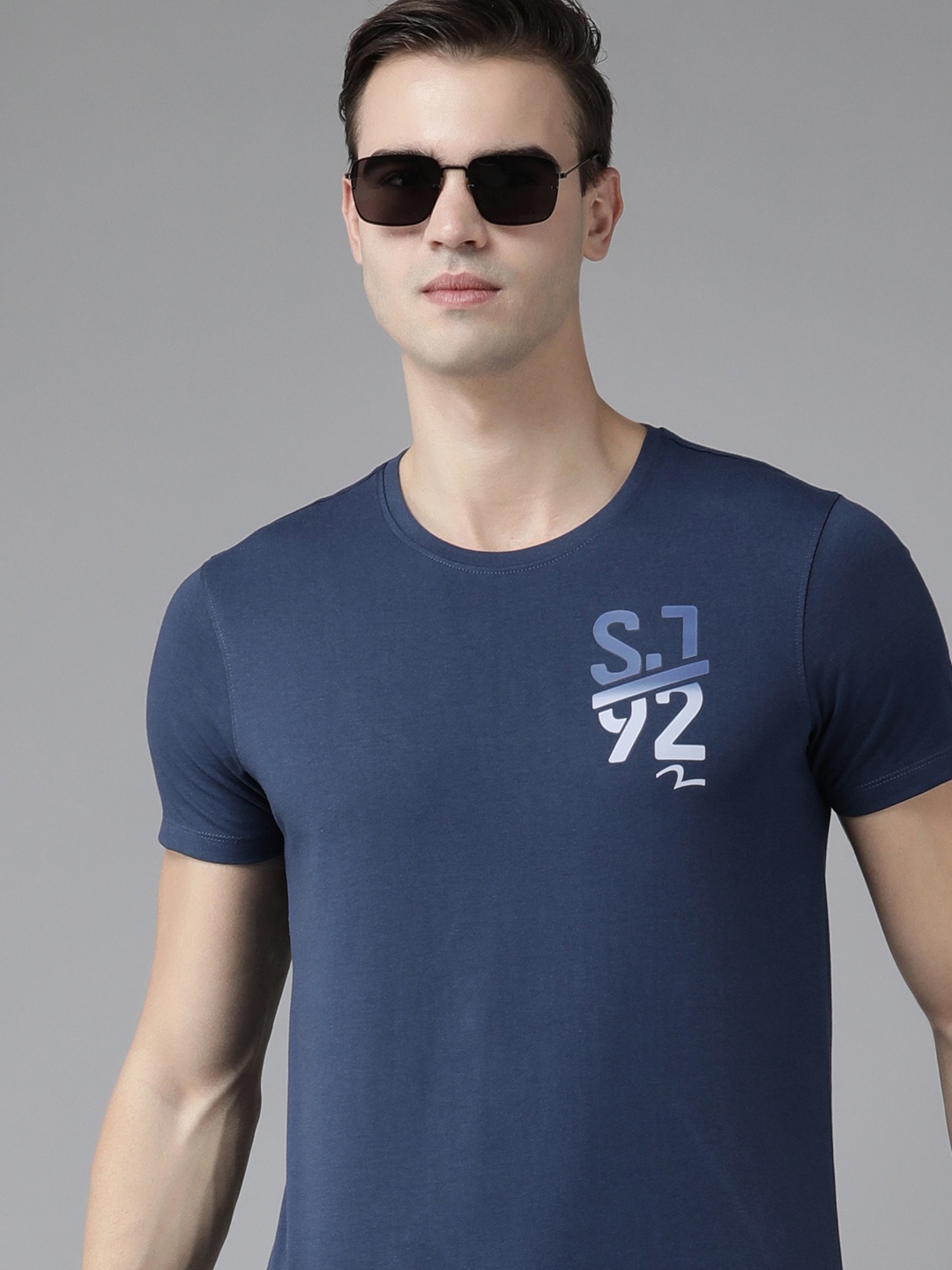 

SPYKAR Men Varsity Slim Fit T-shirt, Blue