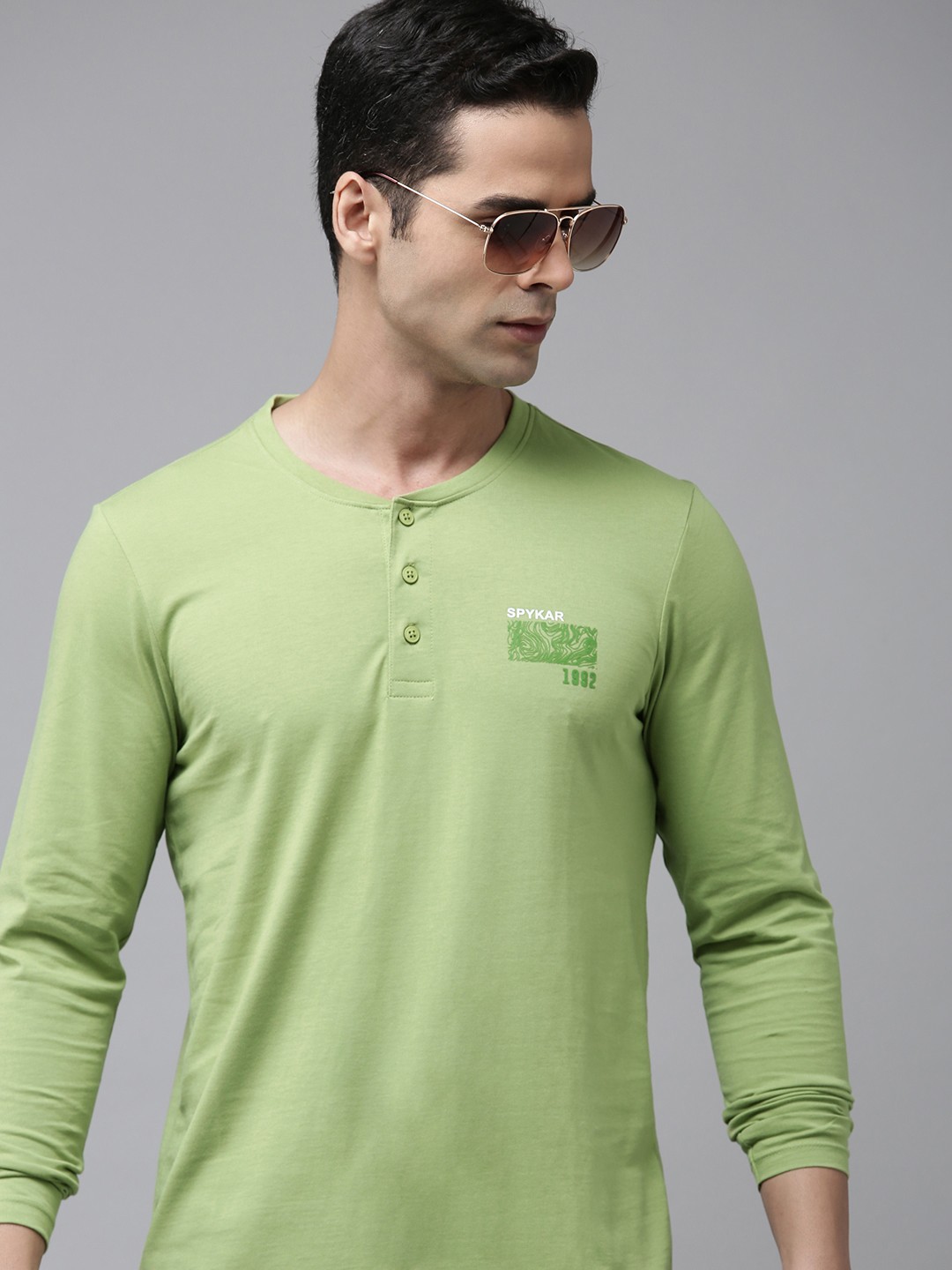 

SPYKAR Henley Neck T-shirt, Green