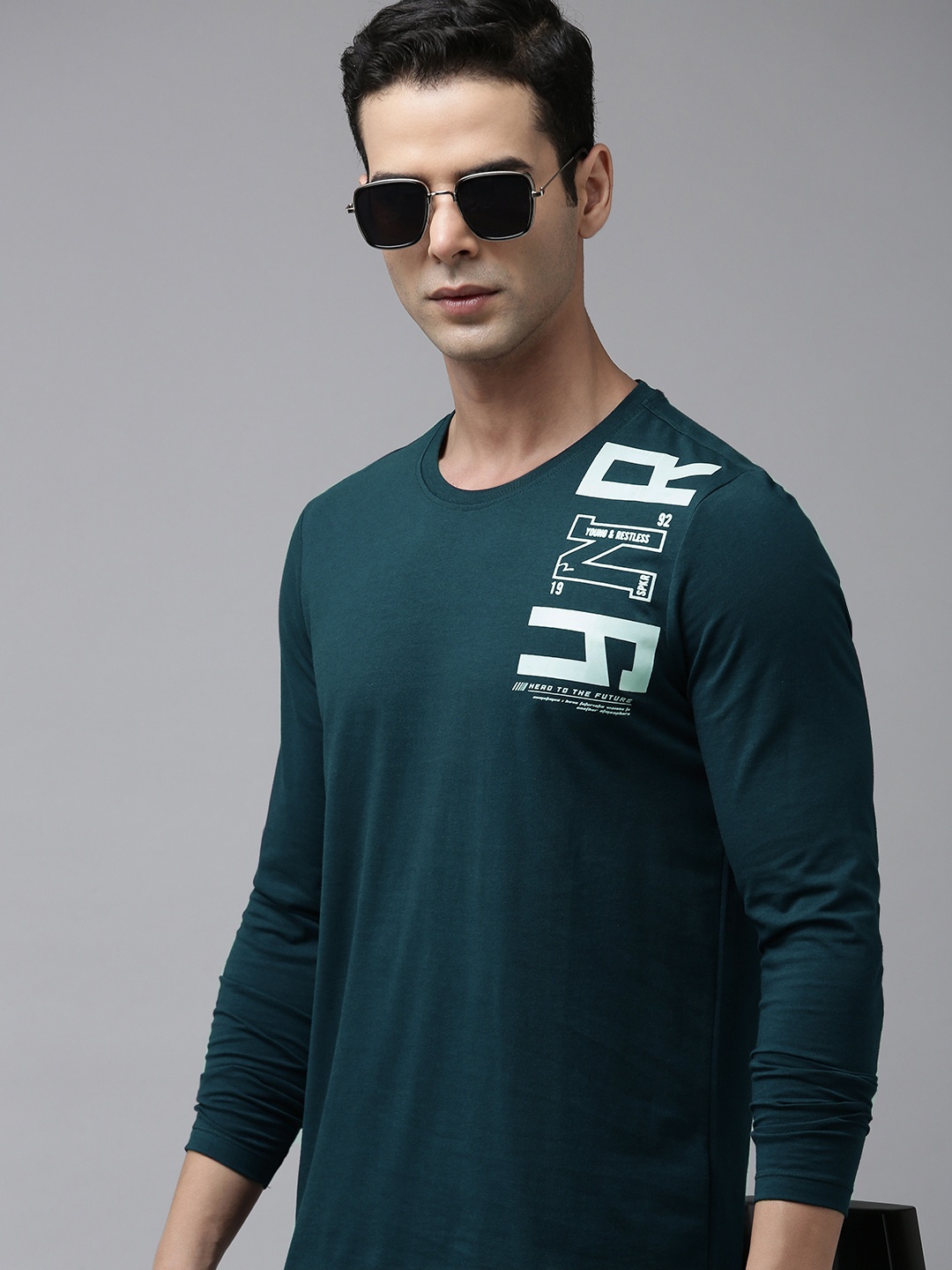 

SPYKAR Printed T-shirt, Teal