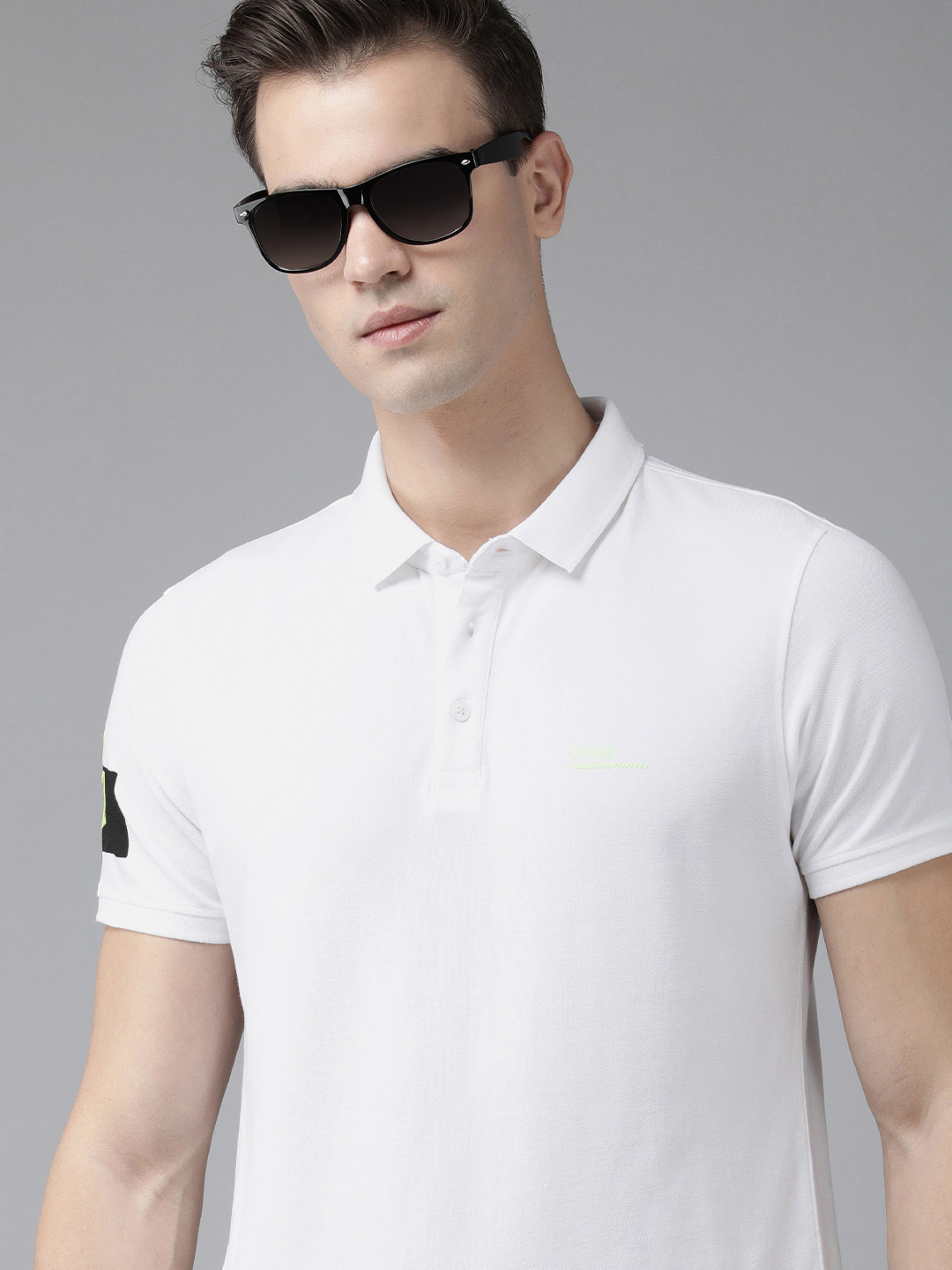 

SPYKAR Men Pure Cotton Polo Collar Slim Fit T-shirt, White