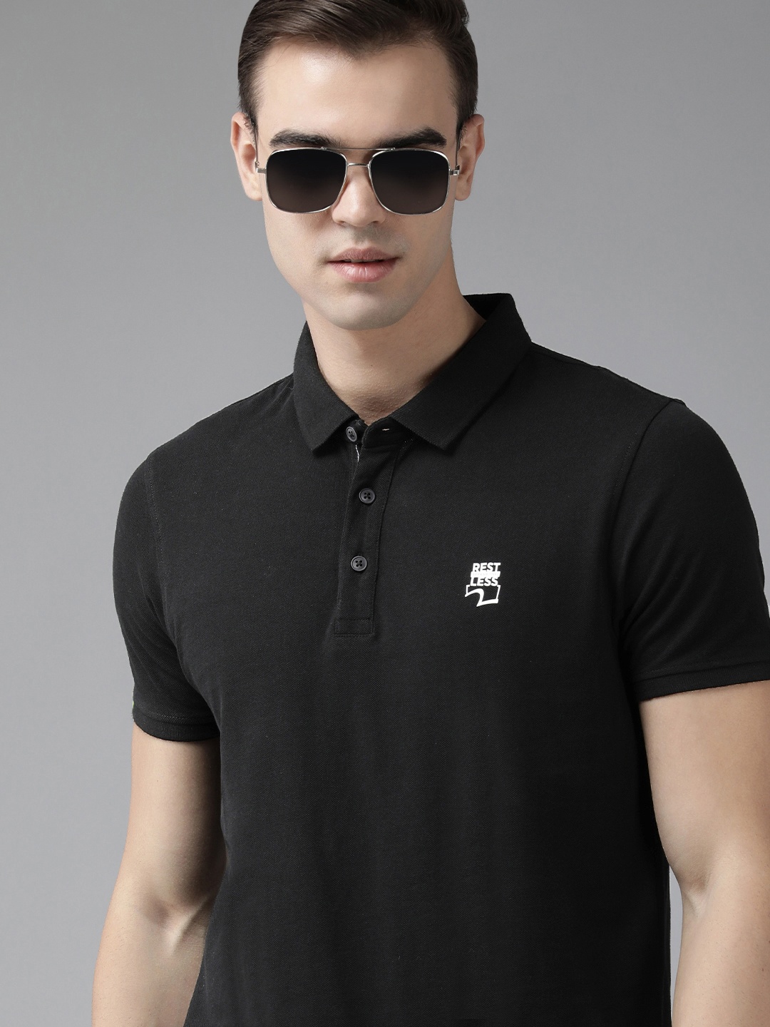 

SPYKAR Men Pure Cotton Polo Collar Slim Fit T-shirt, Black
