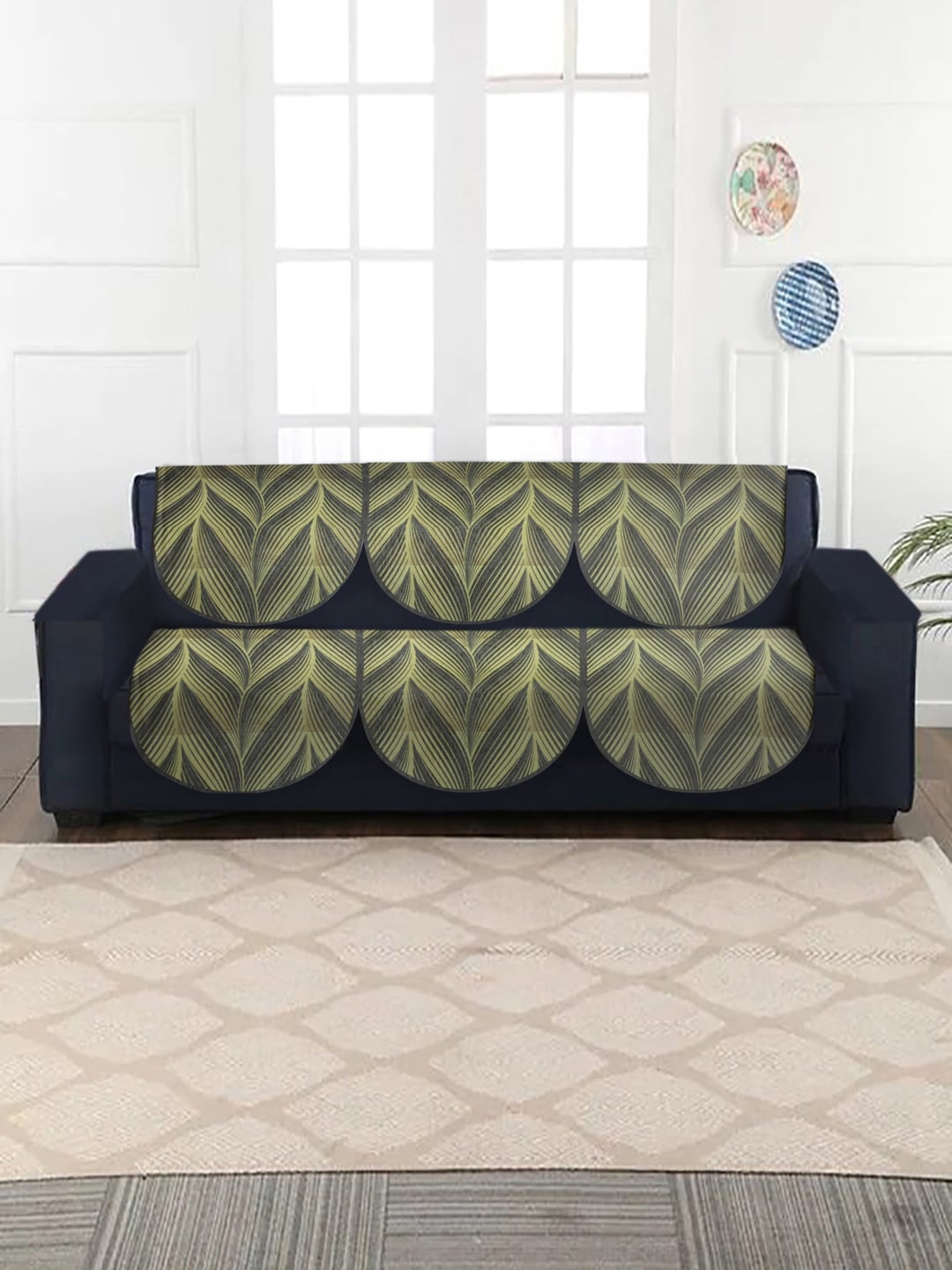 

MULTITEX 5 Seater Printed Sofa Covers, Black