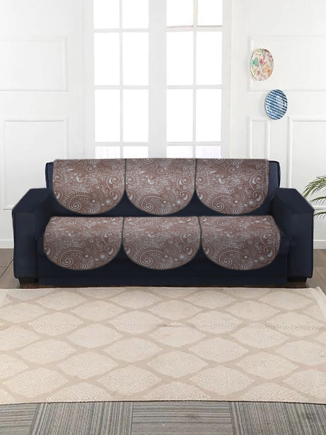 

MULTITEX Brown 5-Seater Printed Sofa Covers