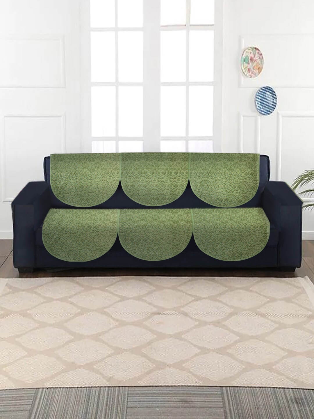 

MULTITEX Green 5 Seater Printed Sofa Covers