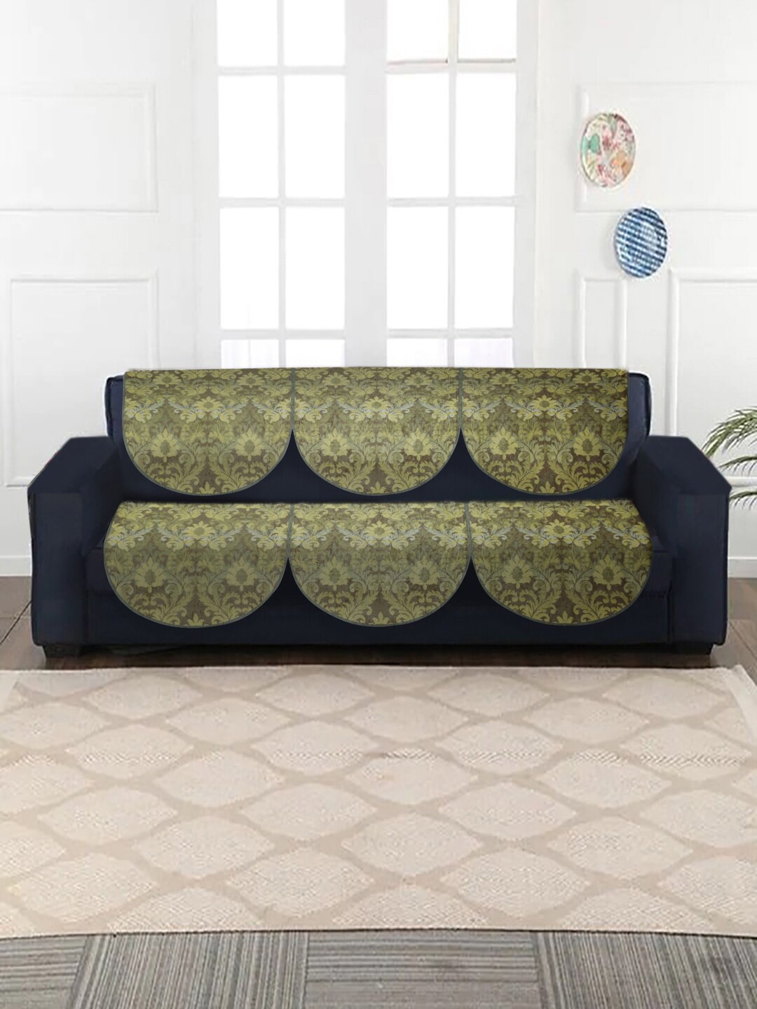 

MULTITEX Brown & Green 5 Seater Printed Sofa Covers