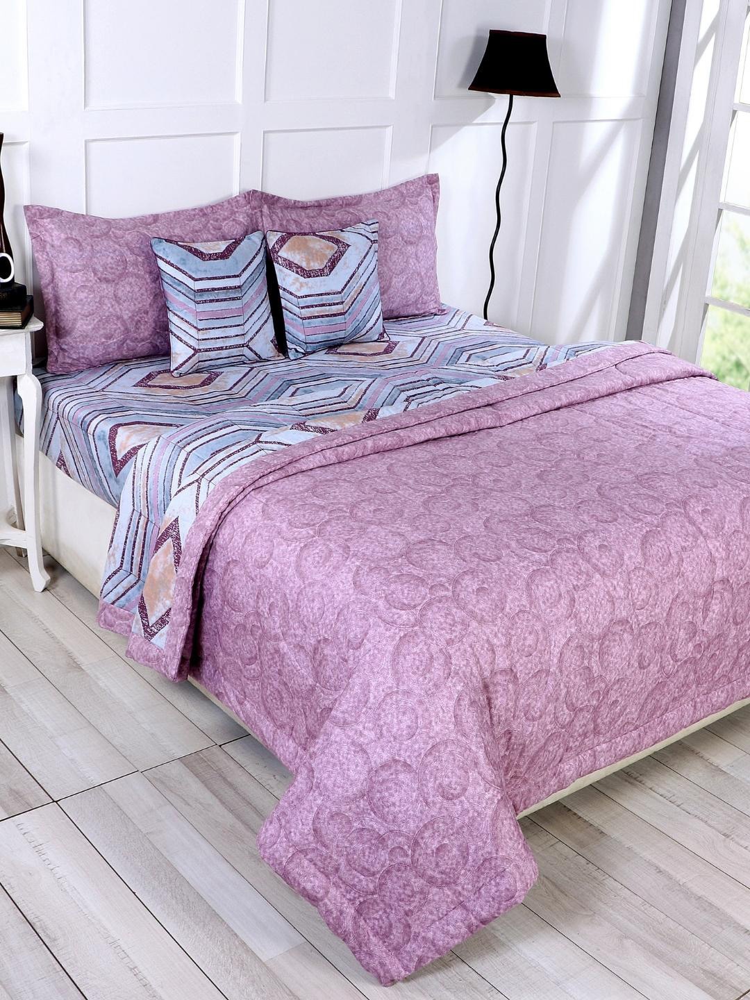 

A Homes Grace Purple Cotton Bedding Set