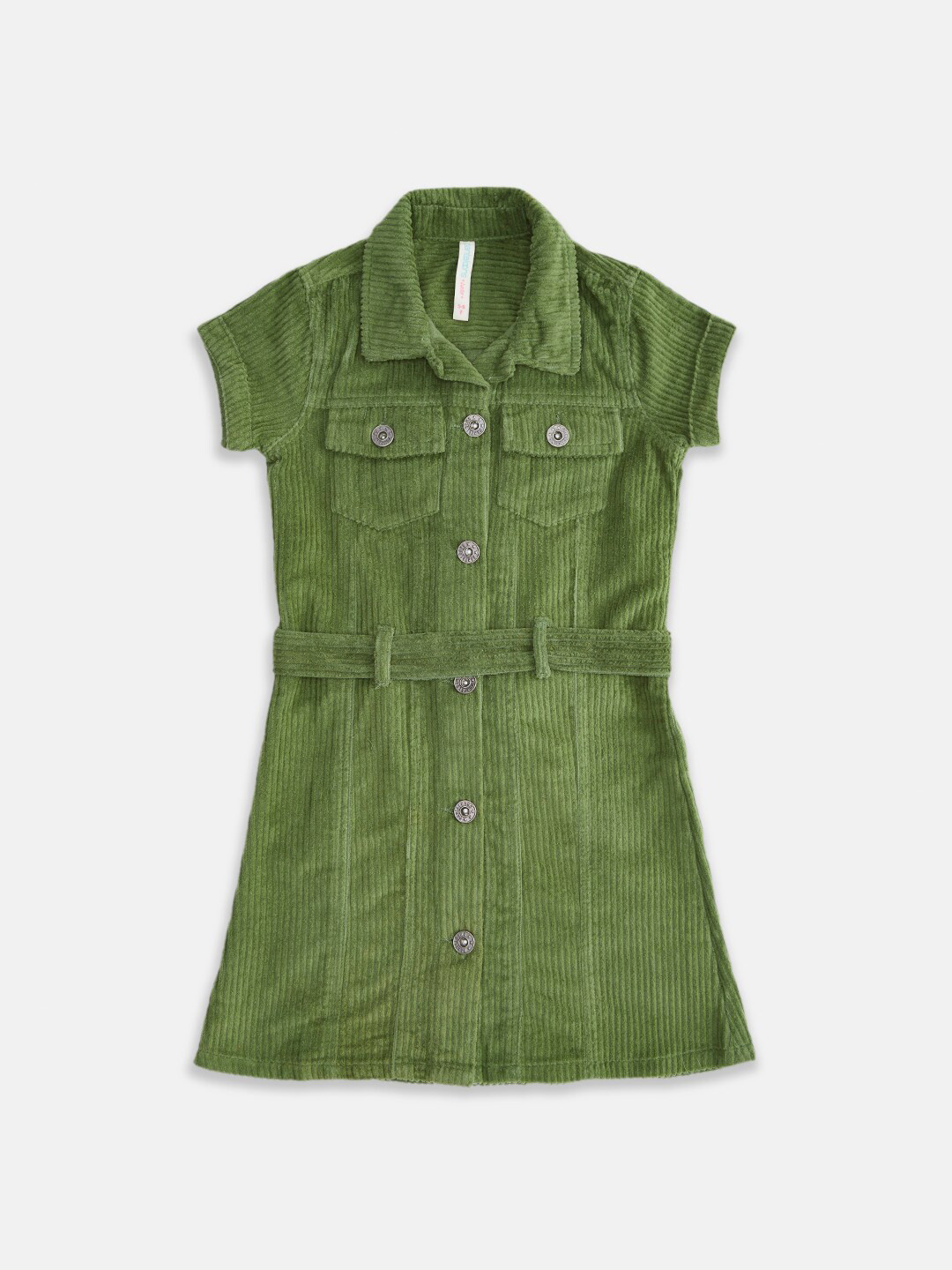 

Pantaloons Junior Girls Green Solid Shirt Dress