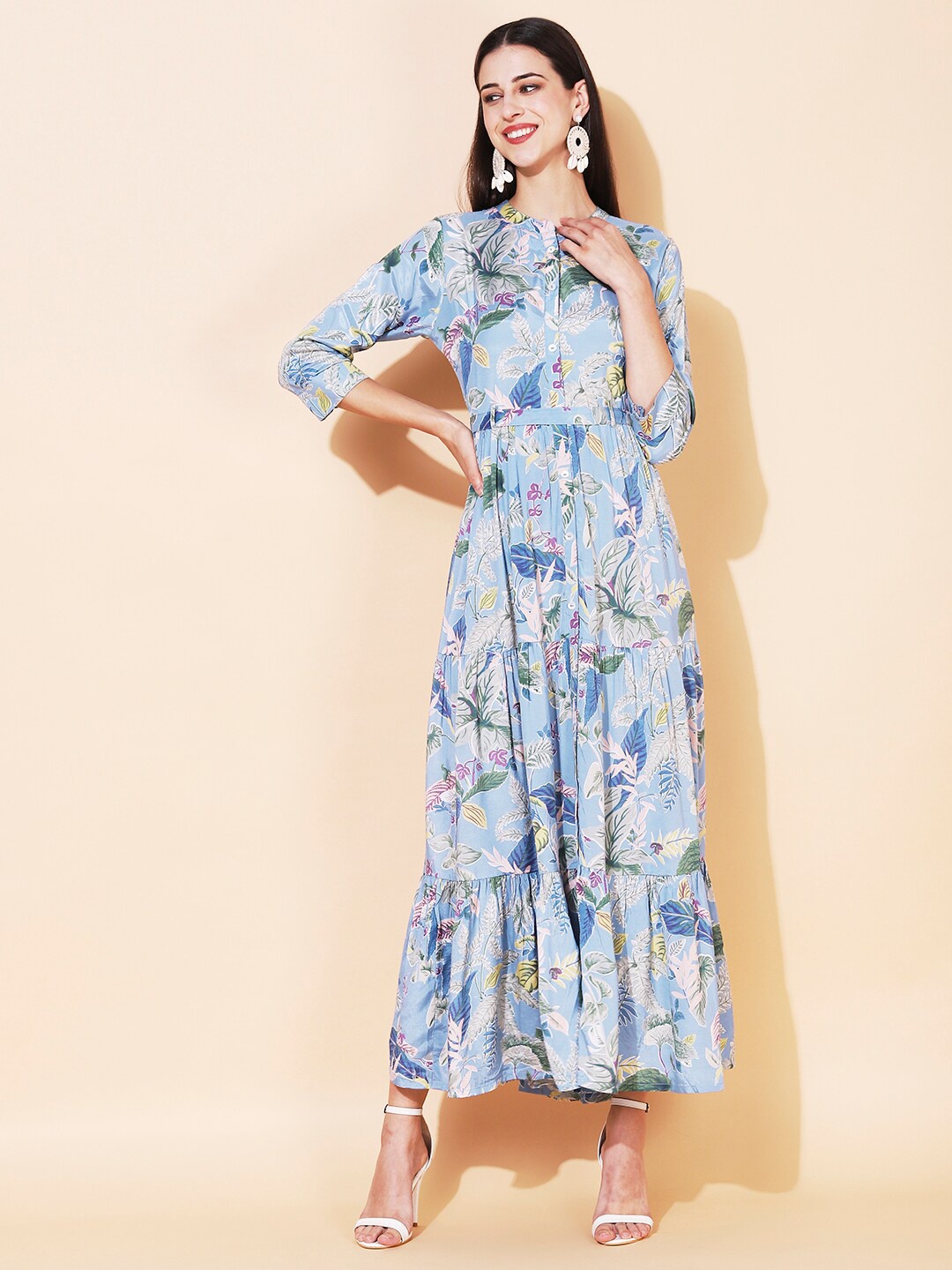 

FASHOR Women Blue Floral Maxi Dress