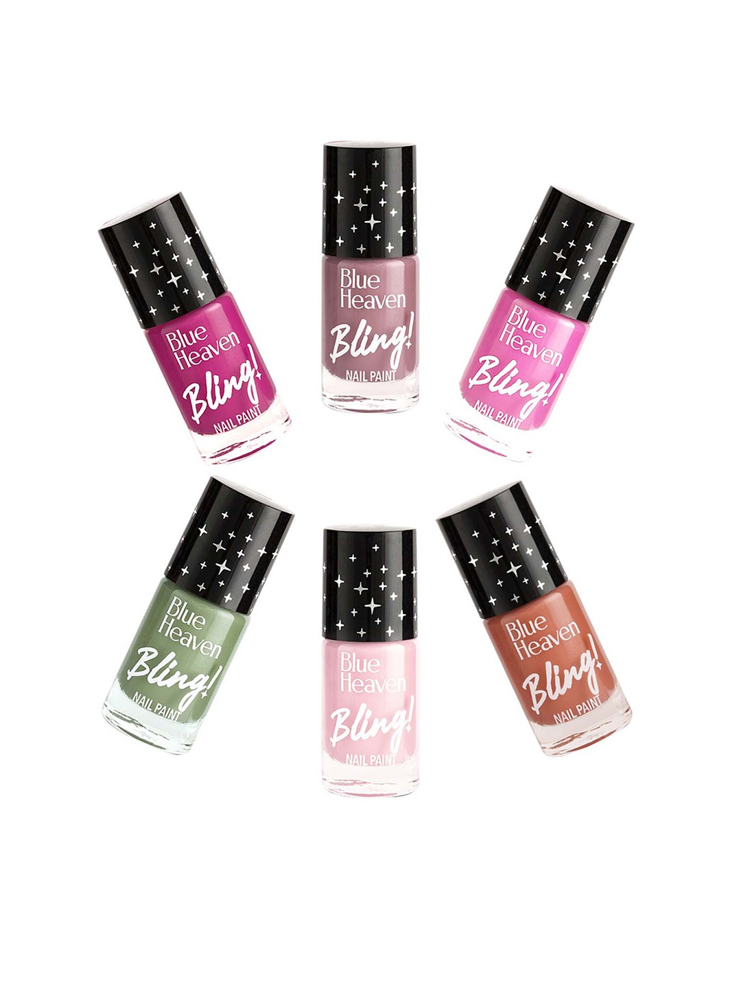 

Blue Heaven 6 Pcs Bling Nail Polish Combo 48ml - Pastel shades, Multi