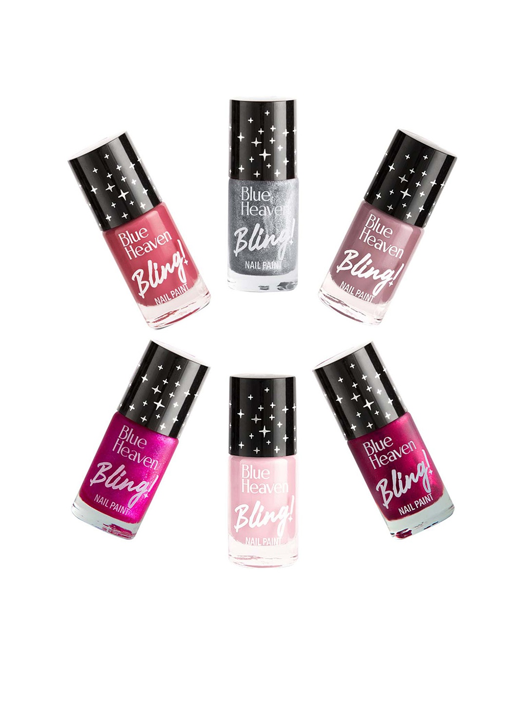

Blue Heaven Set of 6 Bling Nail Paint 48 ml- Drama Queen Edition, Multi