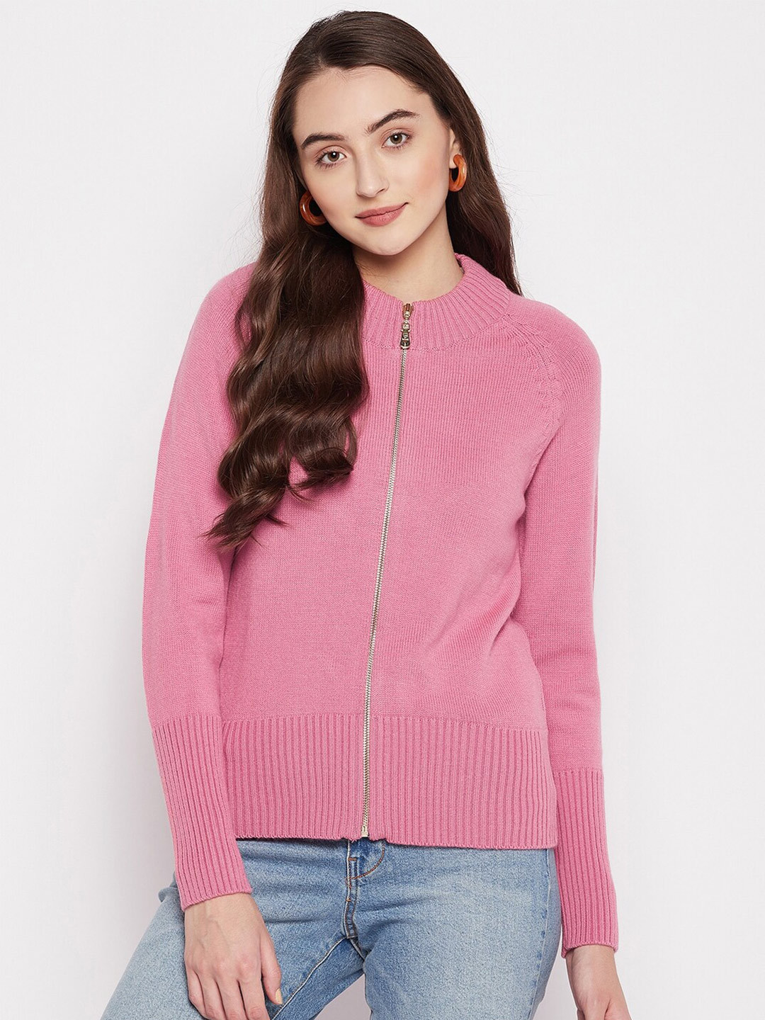

Madame Women Pink Solid Wool Cardigan