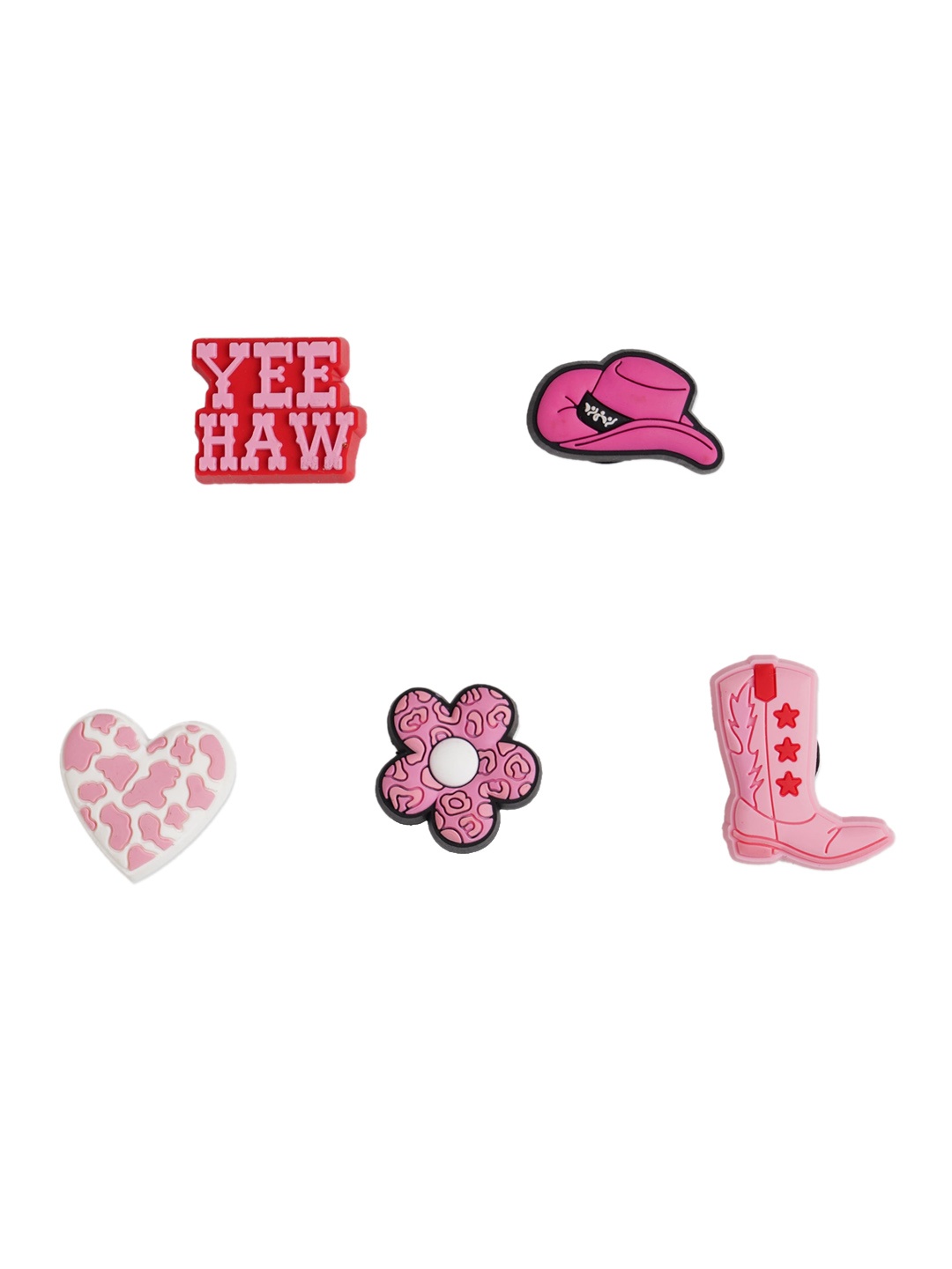 

Crocs Pack Of 5 Yee Haw Pink Jibbitz Shoe Charms