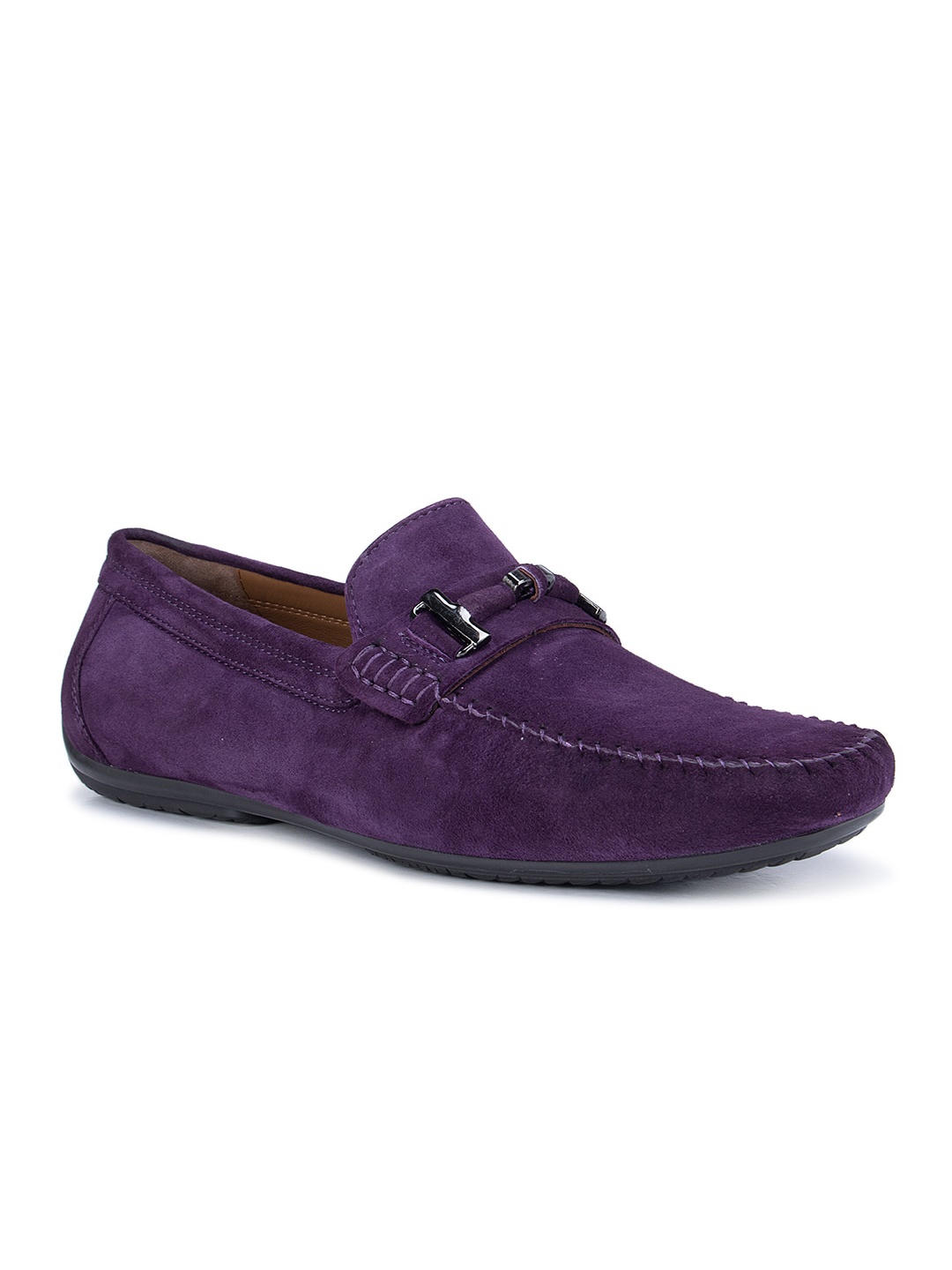 

ROSSO BRUNELLO Men Purple Solid Formal Slip-On Shoes