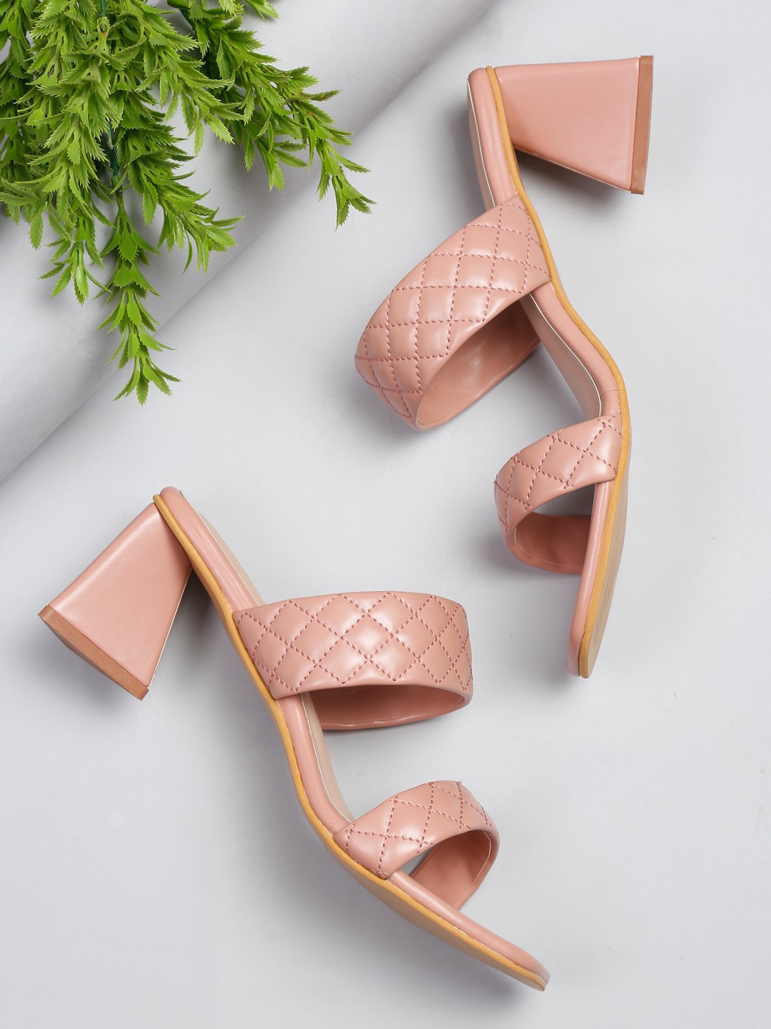 

Bruno Manetti Nude-Coloured Textured Block Heels