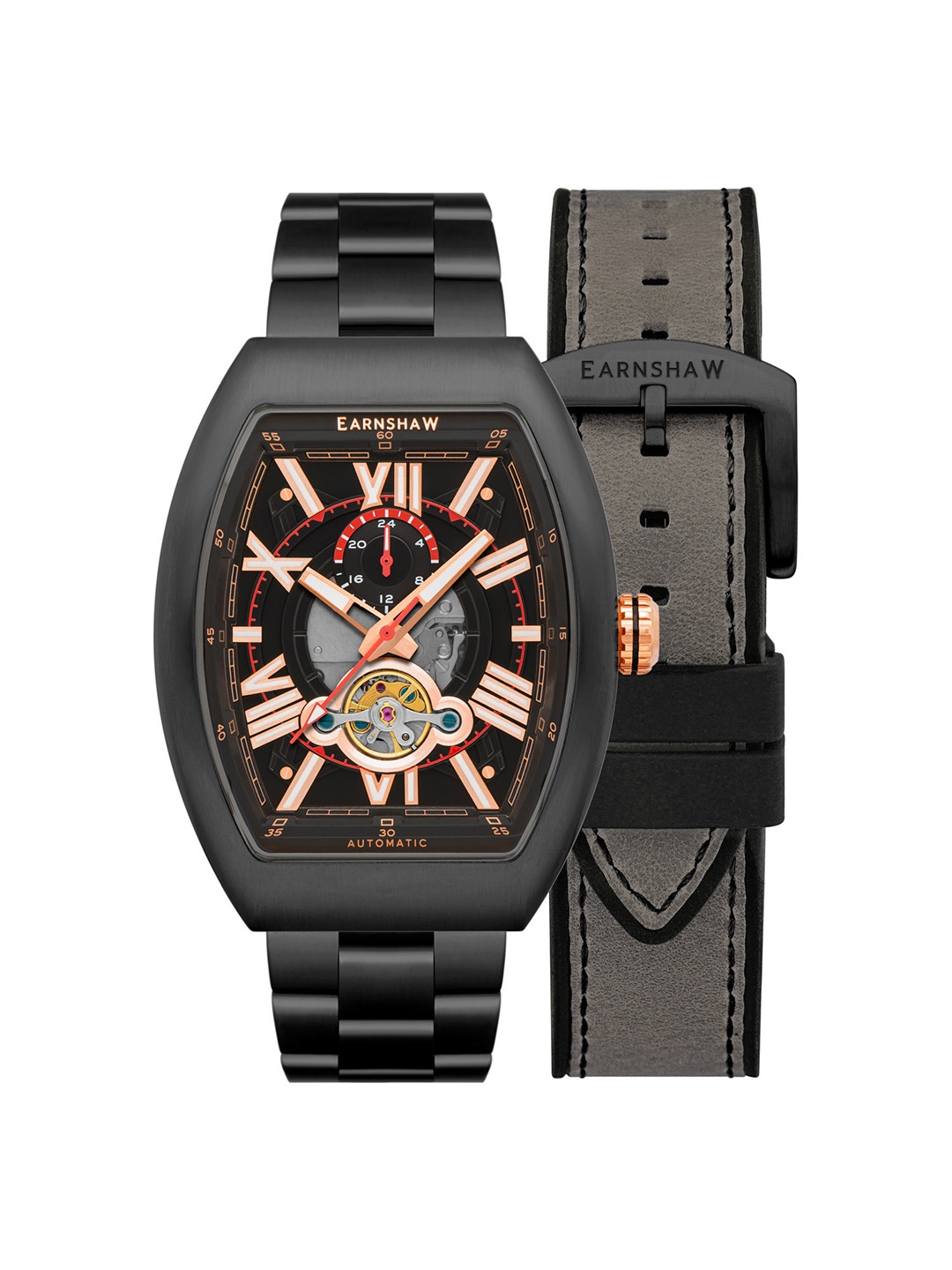 

EARNSHAW Men Black Patterned Dial & Straps Analogue Automatic Watch-ES - 8272-44