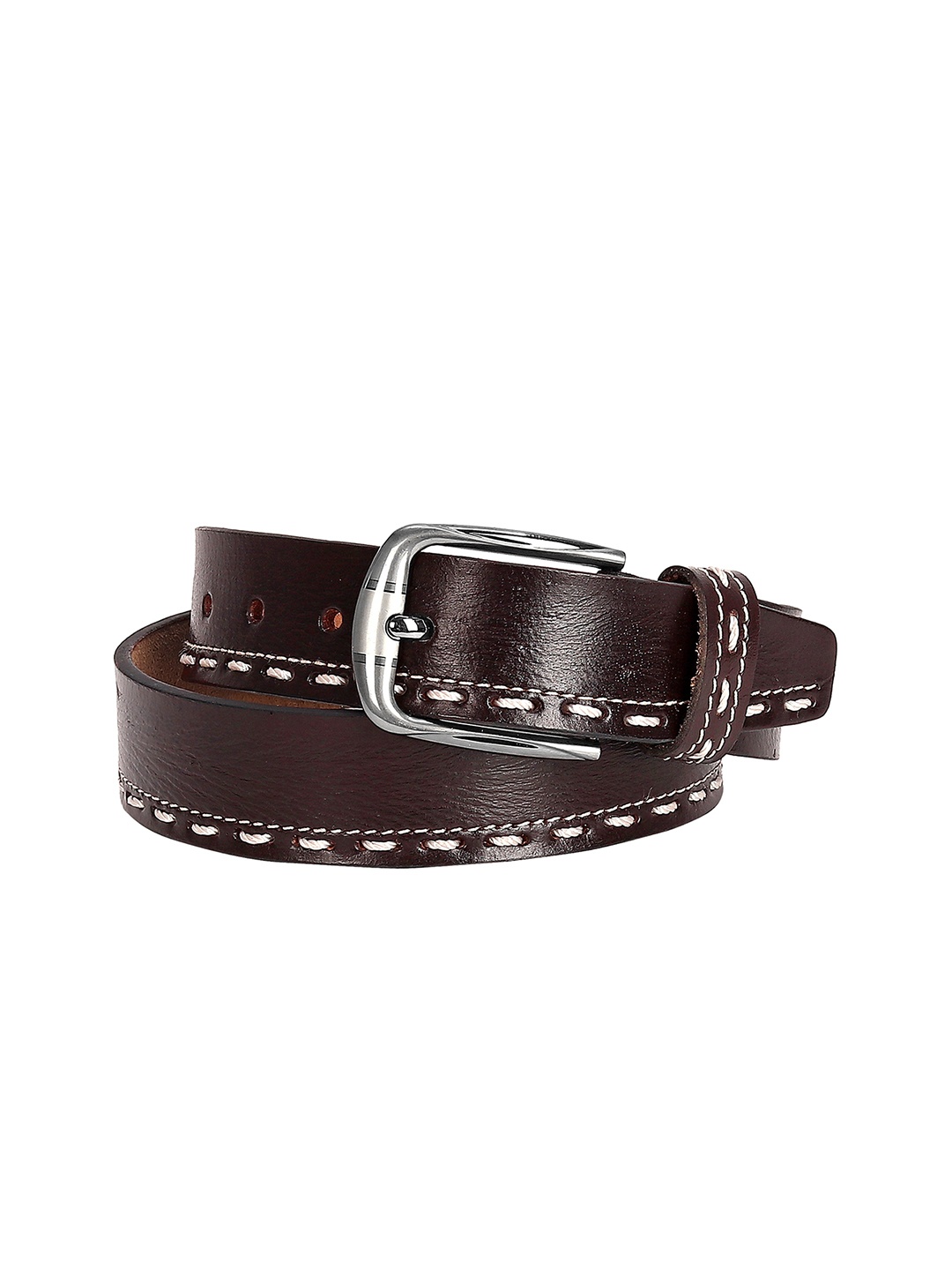 

Leather World Men Brown Textured Leather Belt