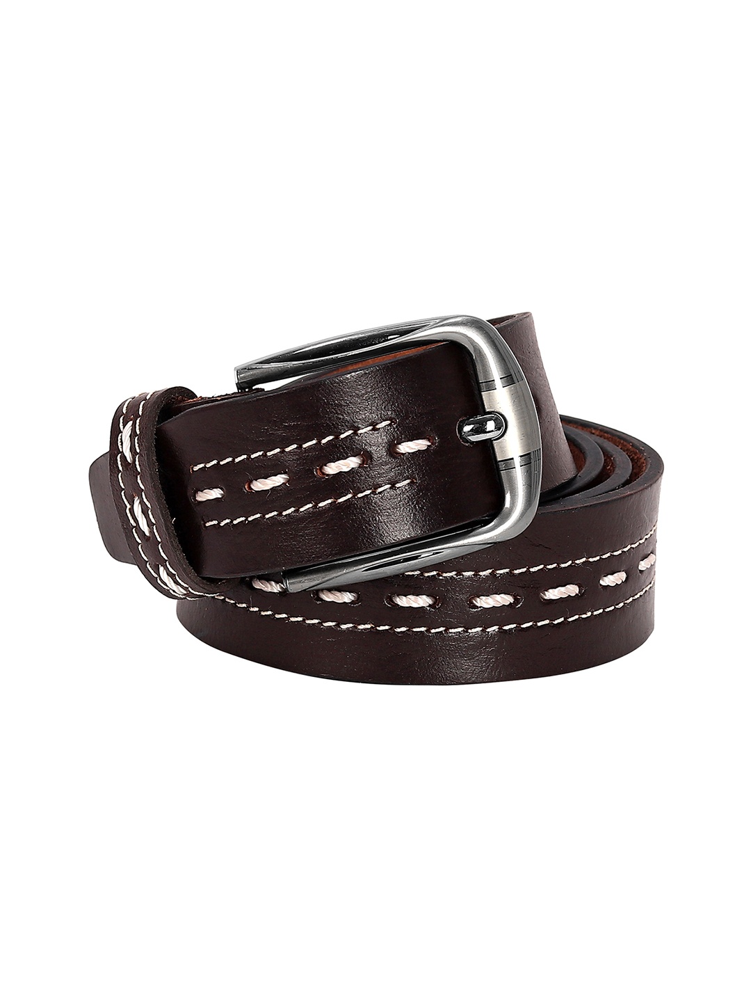 

Leather World Men Brown Textured Leather Belt