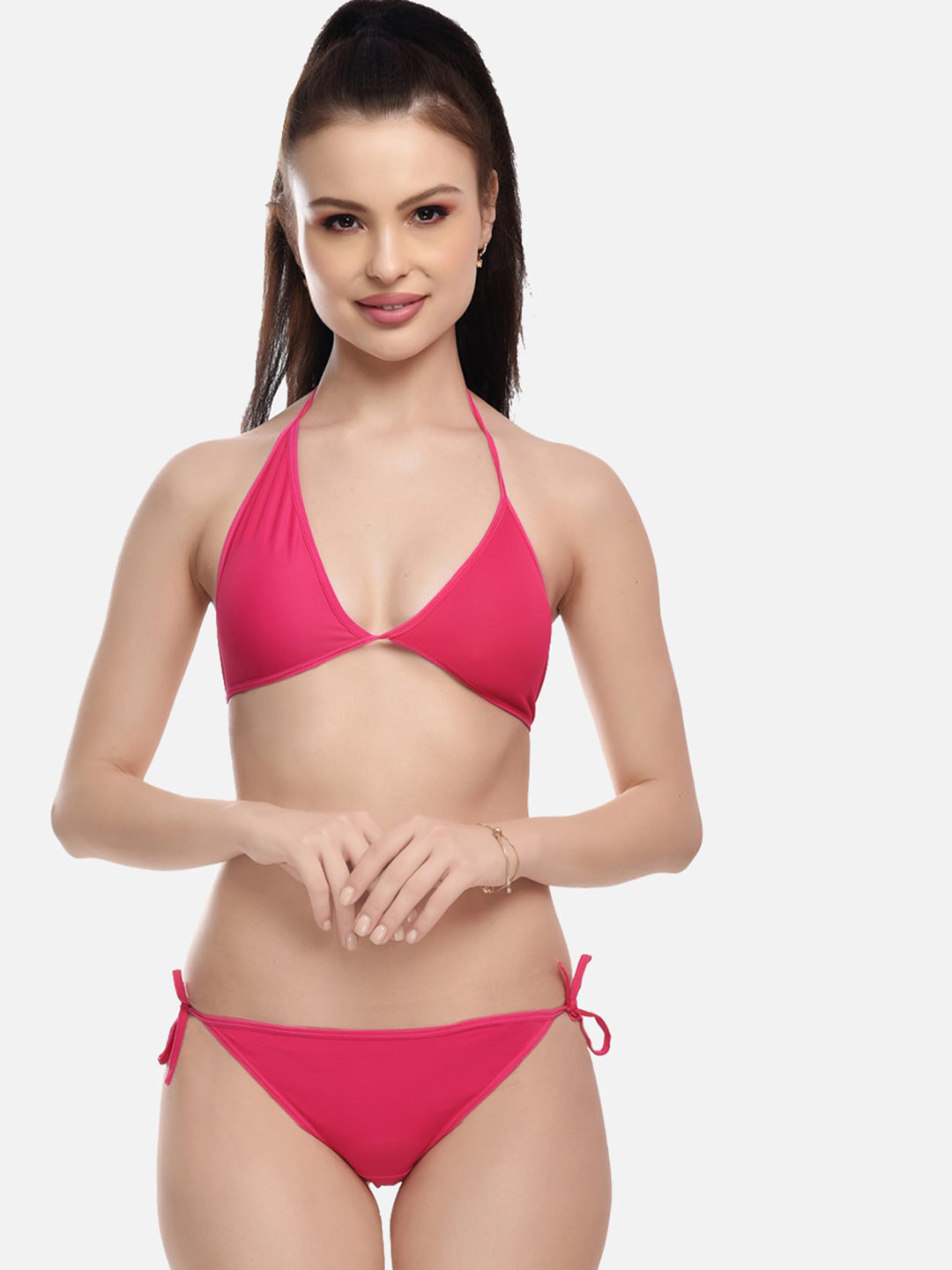 

FIMS Women Pink Solid Lingerie Set