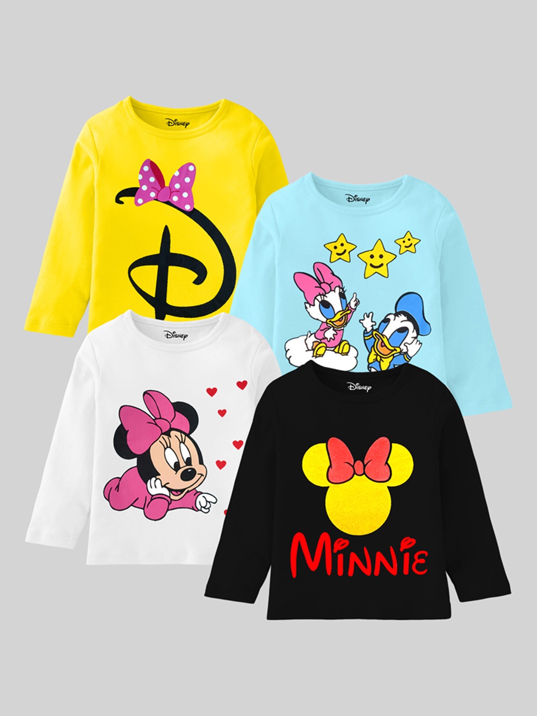 

KUCHIPOO Girls 4 Disney Printed T-shirts, Blue