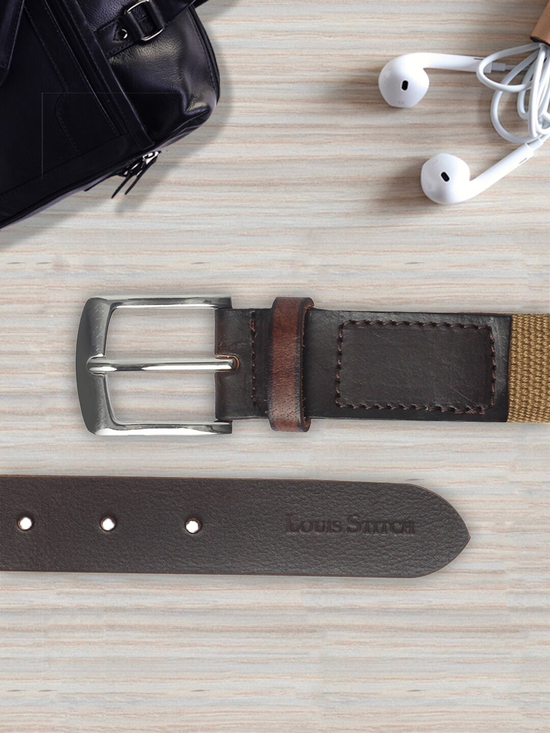 

LOUIS STITCH Men Brown Textured Belt